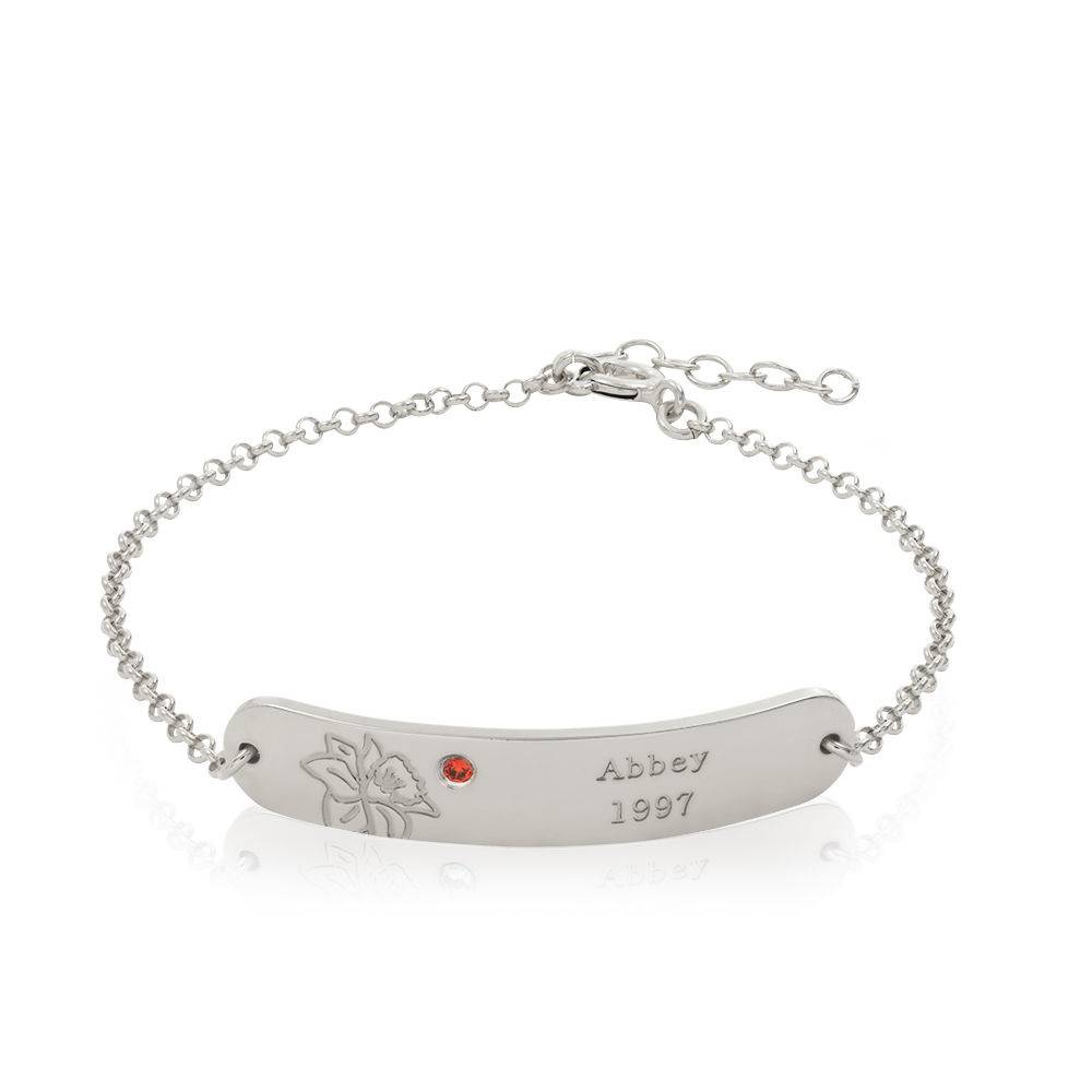 Blütenarmband mit Geburtsblume und Geburtsstein - 925er Sterlingsilber-3 Blütenarmband mit Geburtsblume und Geburtsstein - 925er Sterlingsilber-3 Produktfoto