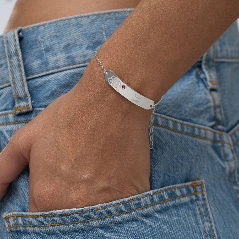 Blütenarmband mit Geburtsblume und Geburtsstein - 925er Sterlingsilber-2 Blütenarmband mit Geburtsblume und Geburtsstein - 925er Sterlingsilber-2 Produktfoto