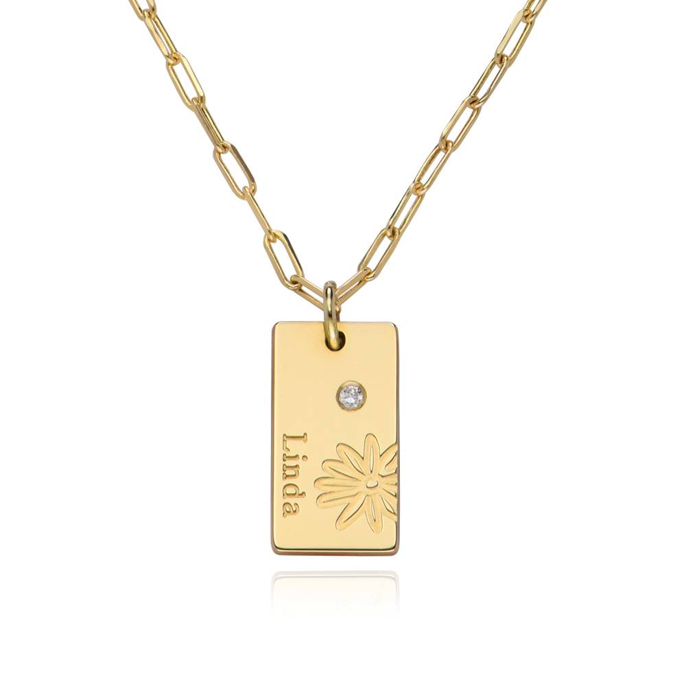 Blüten-Gliederkette mit Geburtsblume und Diamant  - 585er Gelbgold-1 Produktfoto