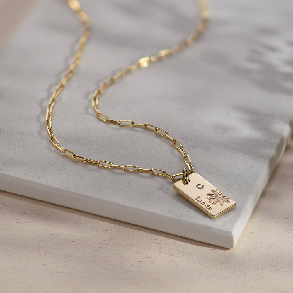 Blüten-Gliederkette mit Geburtsblume und Diamant  - 585er Gelbgold-2 Produktfoto