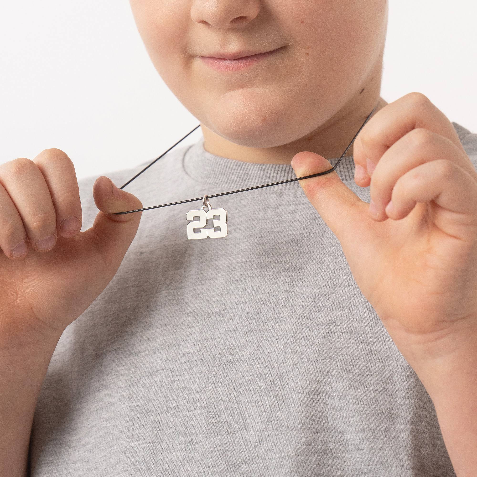 Team / Spielernummer Kette für Jungen - 925er Sterlingsilber-4 Produktfoto
