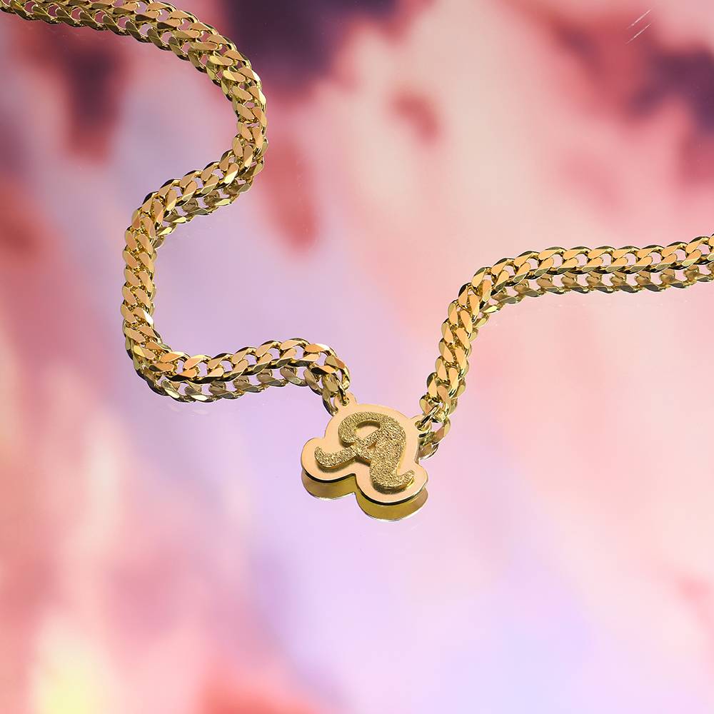 Brandi 3D-Effekt doppelt plattierte Namenskette - Gold-Vermeil-7 Produktfoto