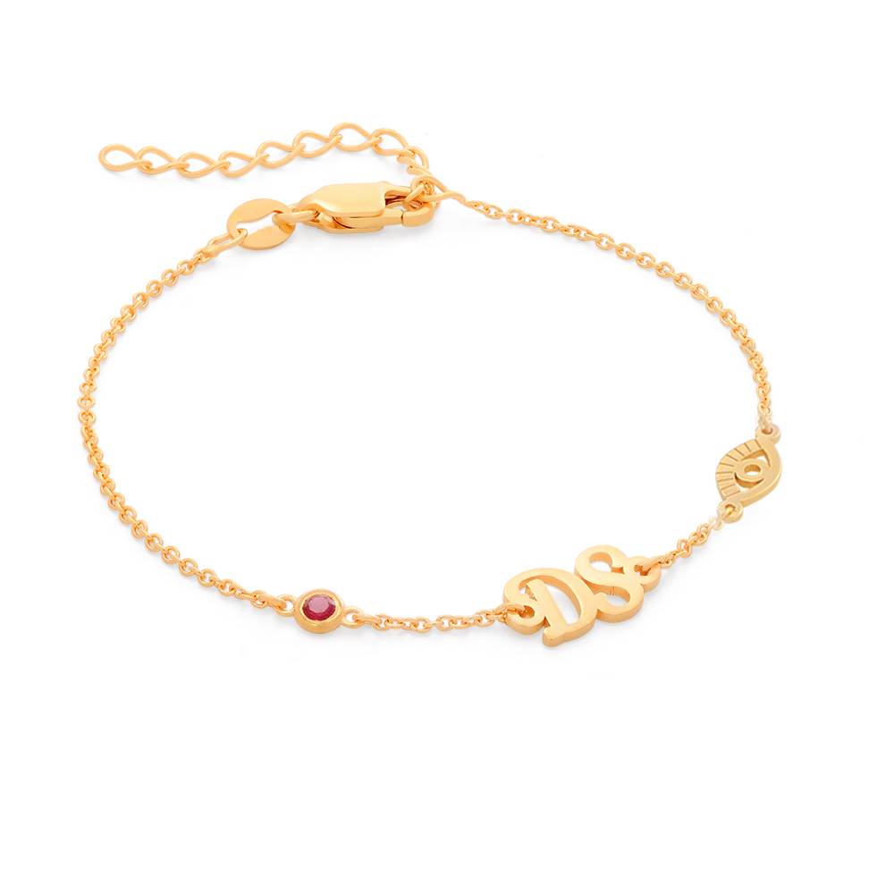 Bridget Evil Eye Initial Armband / Fußkettchen mit Edelstein - vergoldetes Sterlingsilber-4 Bridget Evil Eye Initial Armband / Fußkettchen mit Edelstein - vergoldetes Sterlingsilber-4 Produktfoto
