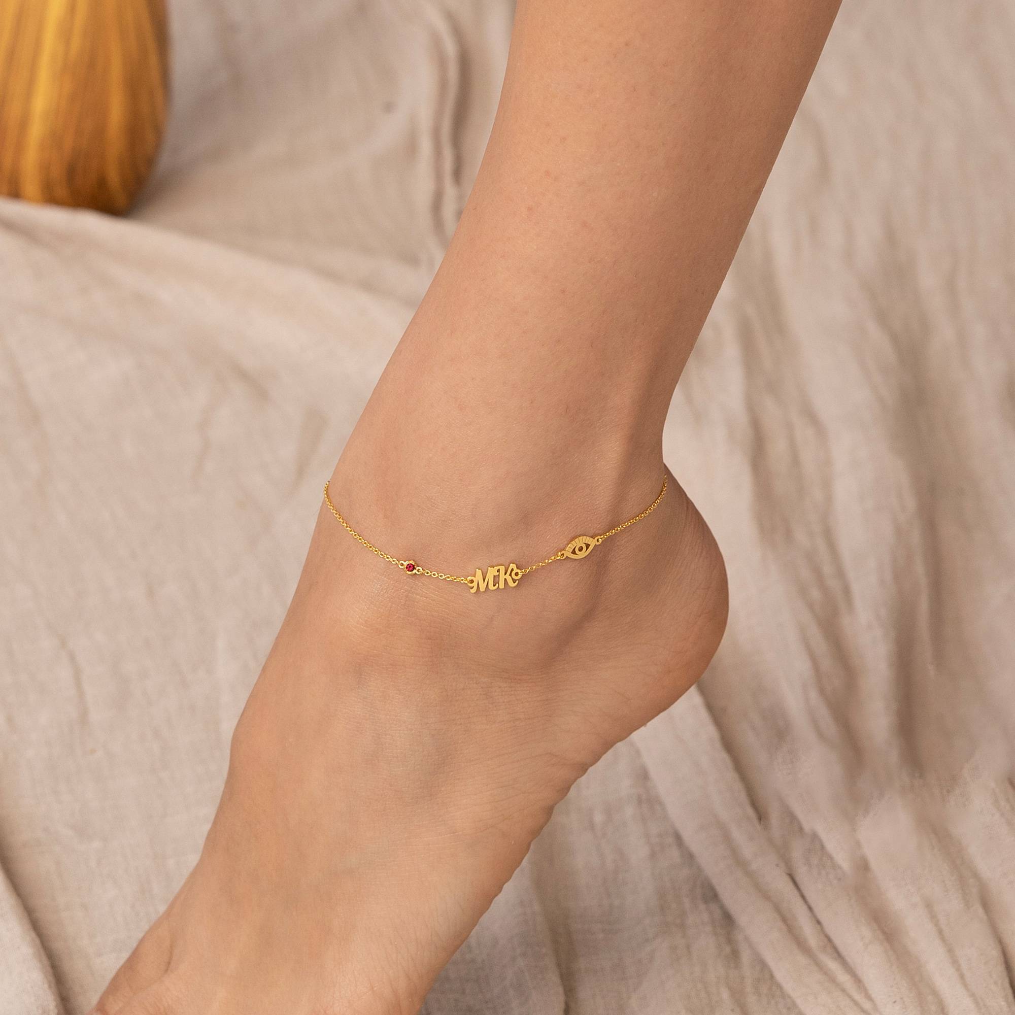 Bridget Evil Eye Initial Armband/ Fußkettchen mit Edelstein - Gold-Vermeil-3 Bridget Evil Eye Initial Armband/ Fußkettchen mit Edelstein - Gold-Vermeil-3 Produktfoto
