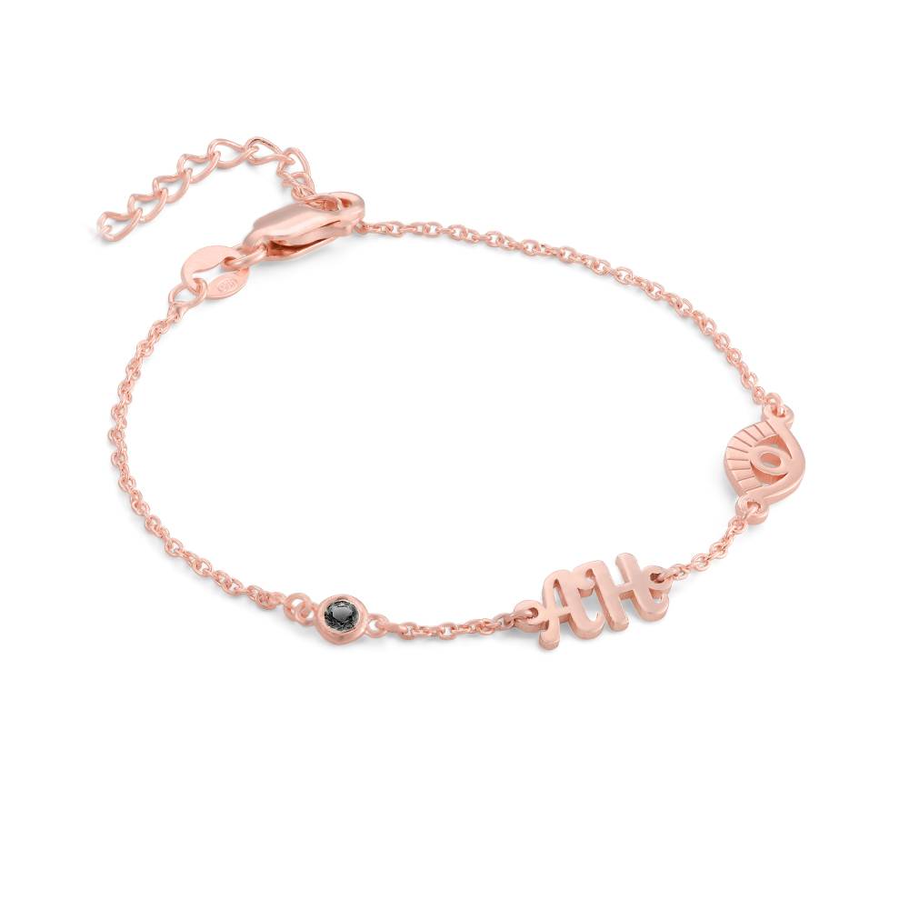 Bridget Evil Eye Initial Armband / Fußkettchen mit Edelstein - rosévergoldetes Sterlingsilber-4 Bridget Evil Eye Initial Armband / Fußkettchen mit Edelstein - rosévergoldetes Sterlingsilber-4 Produktfoto