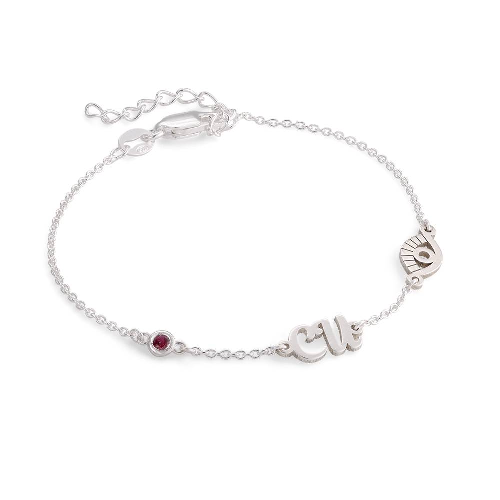 Bridget Evil Eye Initial Armband / Fußkettchen mit Edelstein - 925er Sterlingsilber-4 Produktfoto