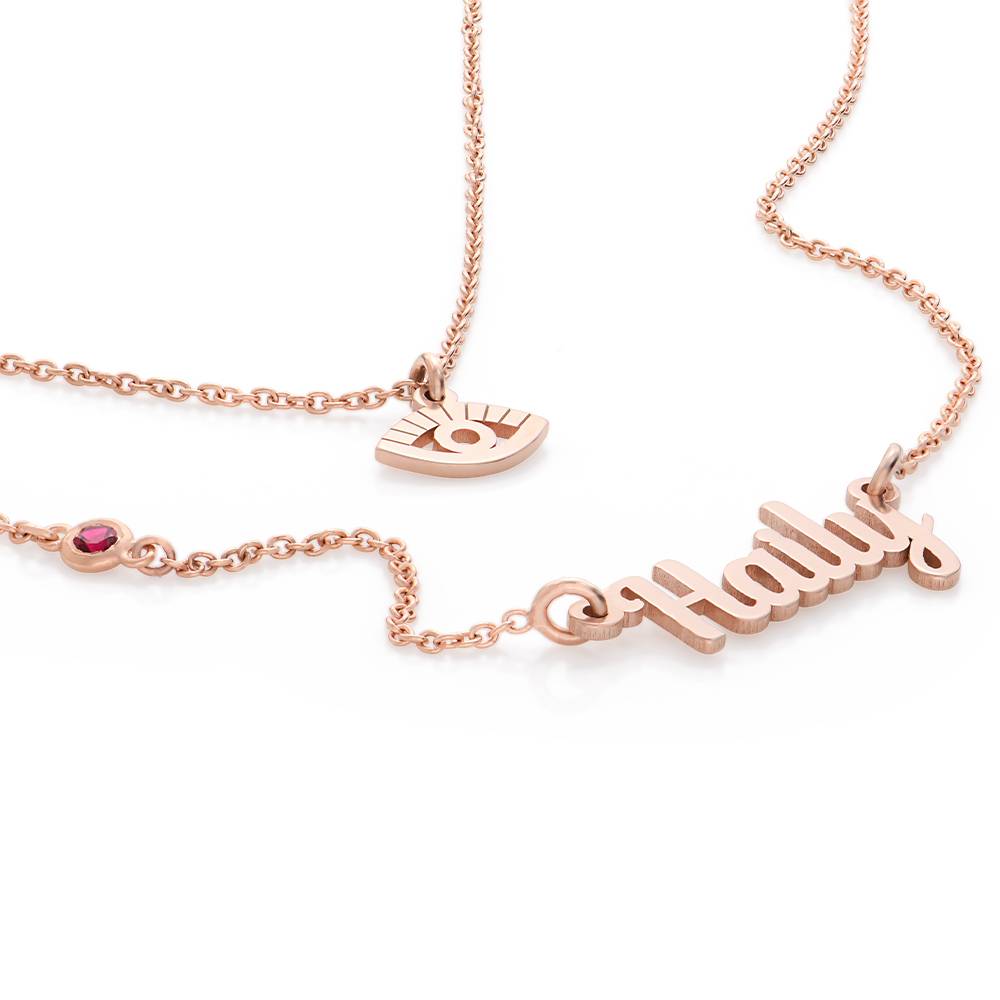 Bridget Evil Eye Lagenlook-Namenskette mit Edelstein - rosévergoldetes Sterlingsilber-5 Bridget Evil Eye Lagenlook-Namenskette mit Edelstein - rosévergoldetes Sterlingsilber-5 Produktfoto