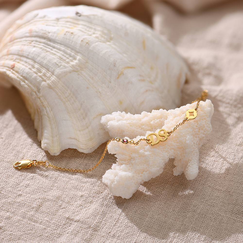 Bridget Stern Initial Armband / Fußkettchen mit Edelstein - Gold-Vermeil-1 Bridget Stern Initial Armband / Fußkettchen mit Edelstein - Gold-Vermeil-1 Produktfoto