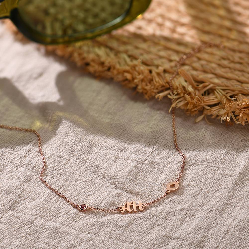 Bridget Stern Initial Armband / Fußkettchen mit Edelstein - rosévergoldetes Sterlingsilber-4 Bridget Stern Initial Armband / Fußkettchen mit Edelstein - rosévergoldetes Sterlingsilber-4 Produktfoto