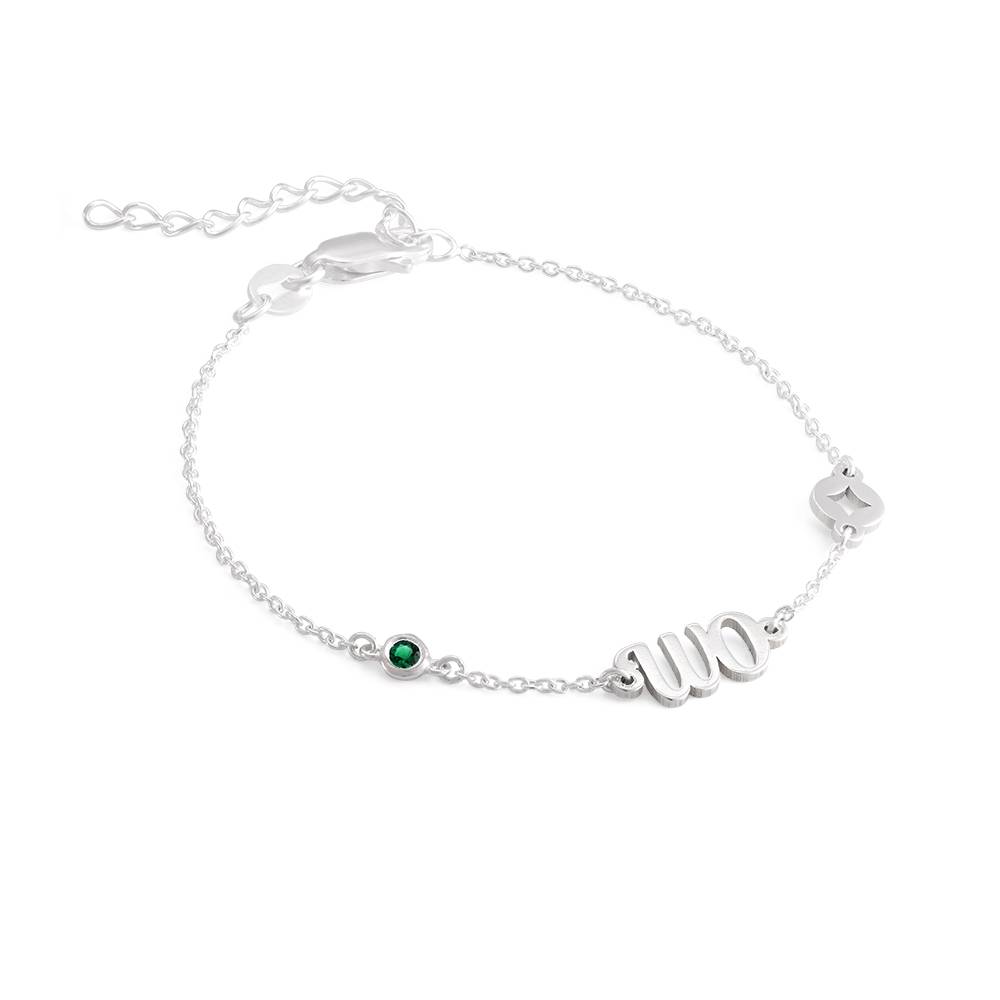 Bridget Stern Initial Armband / Fußkettchen mit Edelstein - 925er Sterlingsilber-4 Bridget Stern Initial Armband / Fußkettchen mit Edelstein - 925er Sterlingsilber-4 Produktfoto