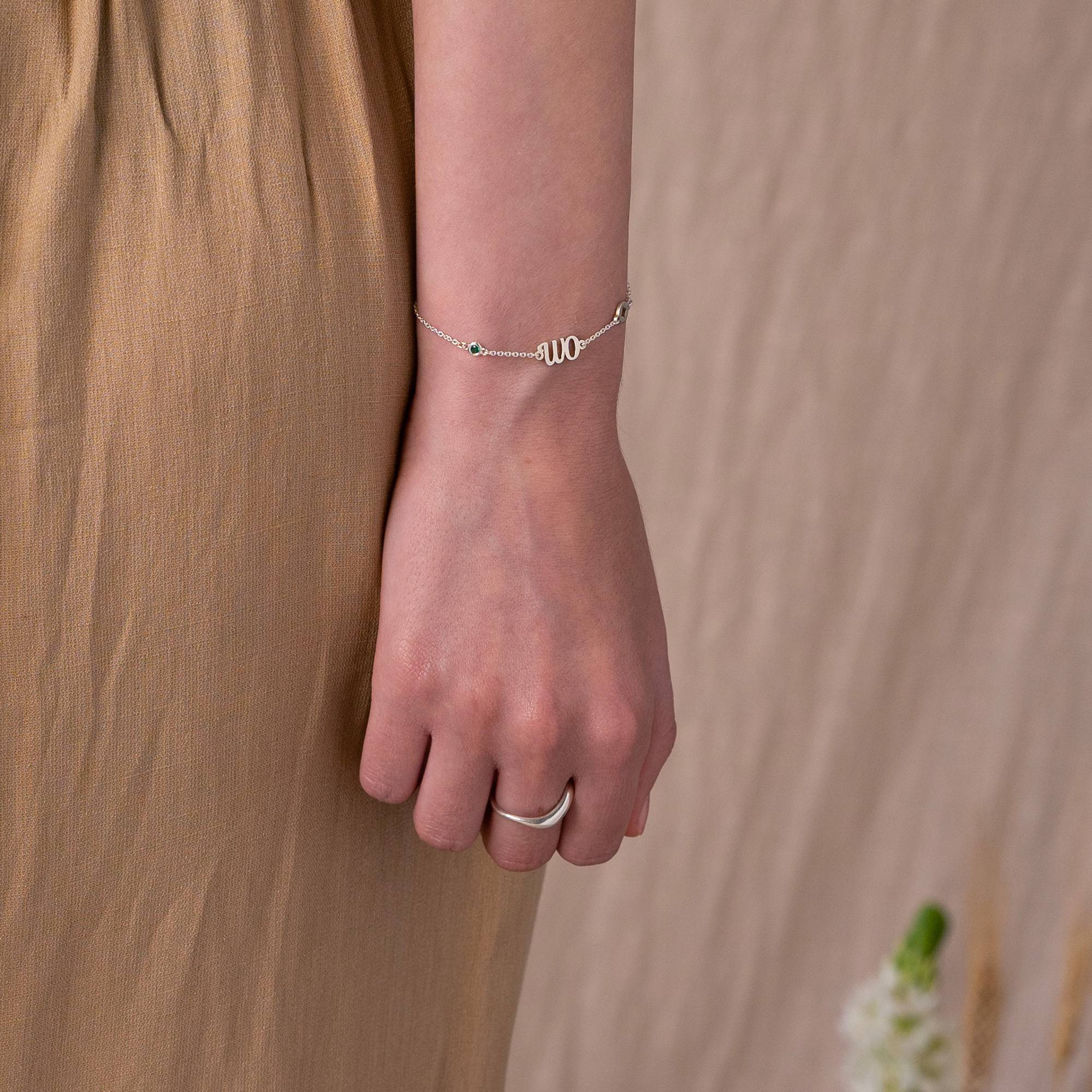 Bridget Stern Initial Armband / Fußkettchen mit Edelstein - 925er Sterlingsilber-5 Bridget Stern Initial Armband / Fußkettchen mit Edelstein - 925er Sterlingsilber-5 Produktfoto