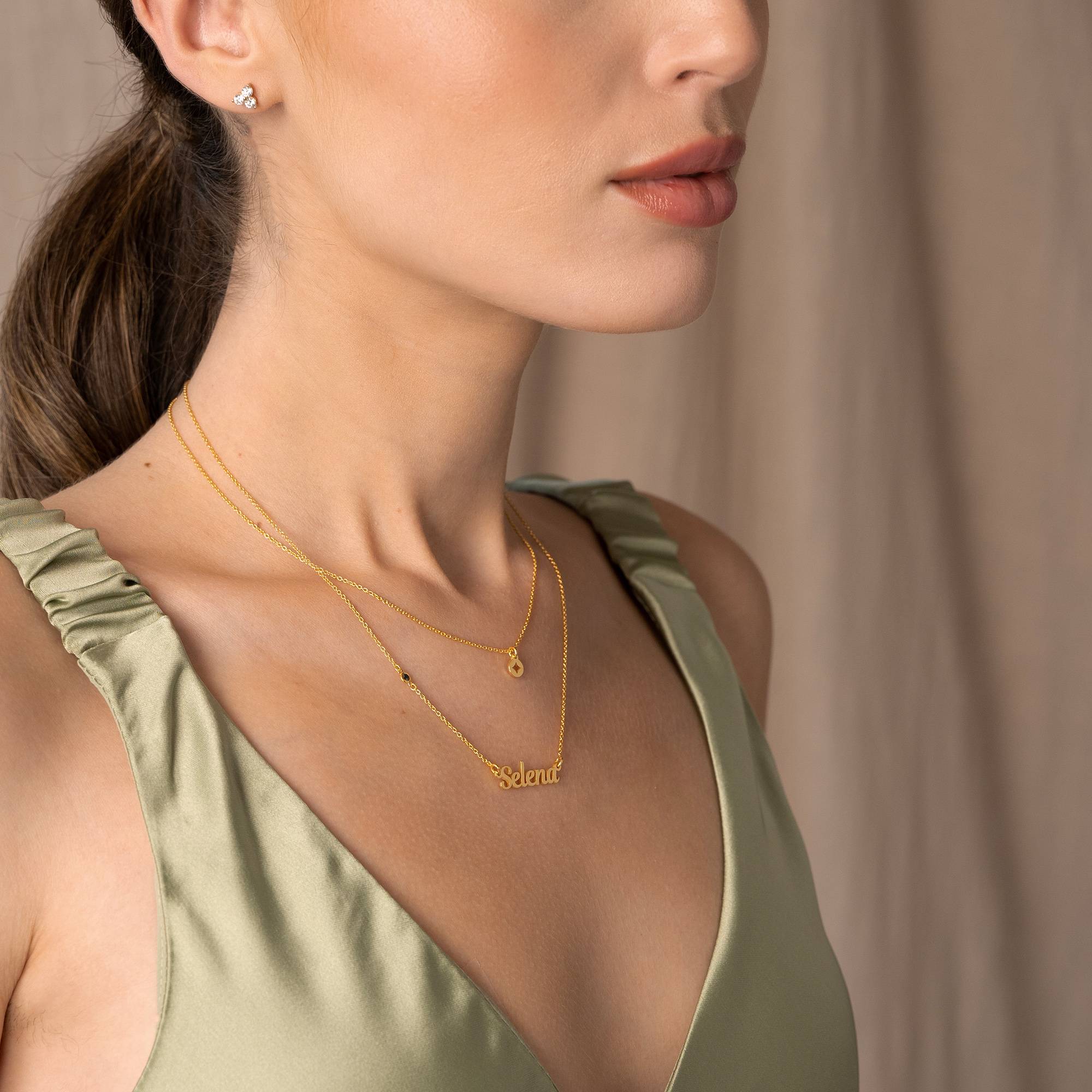 Bridget Stern Lagenlook-Namenskette mit Edelstein - vergoldetes Sterlingsilber-3 Produktfoto