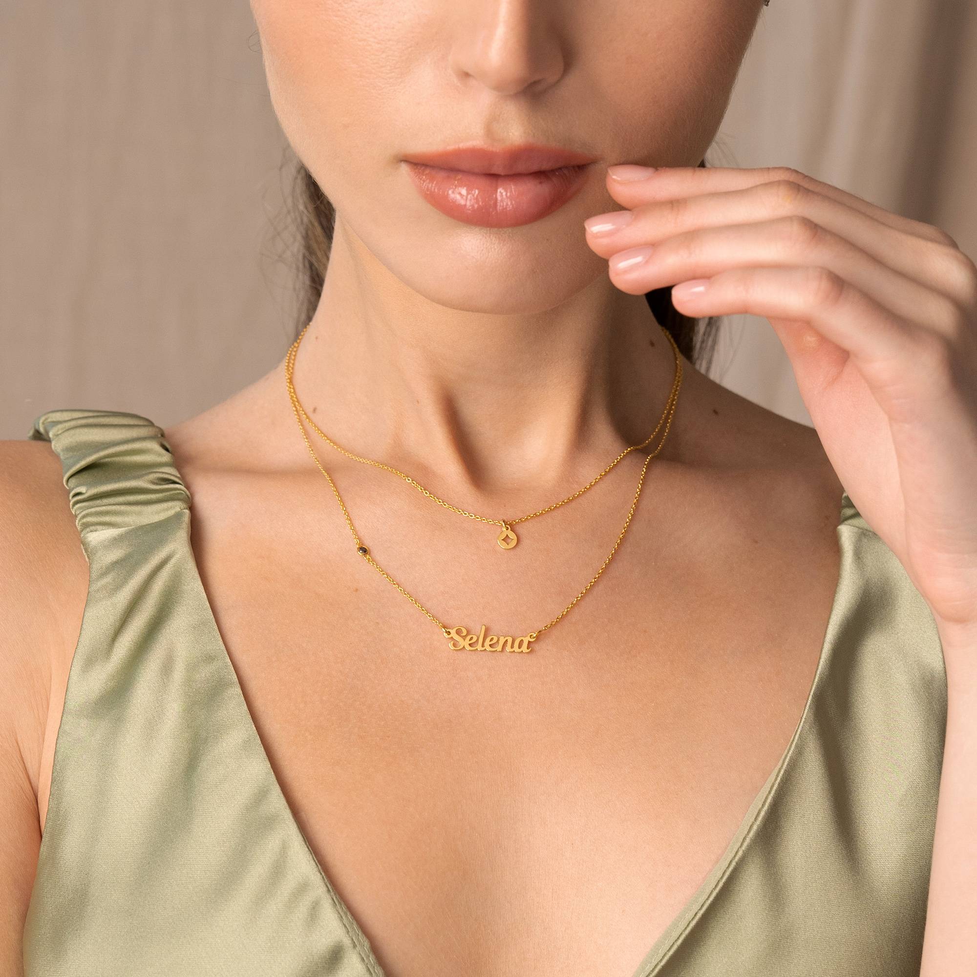 Bridget Stern Lagenlook-Namenskette mit Edelstein - vergoldetes Sterlingsilber-4 Produktfoto