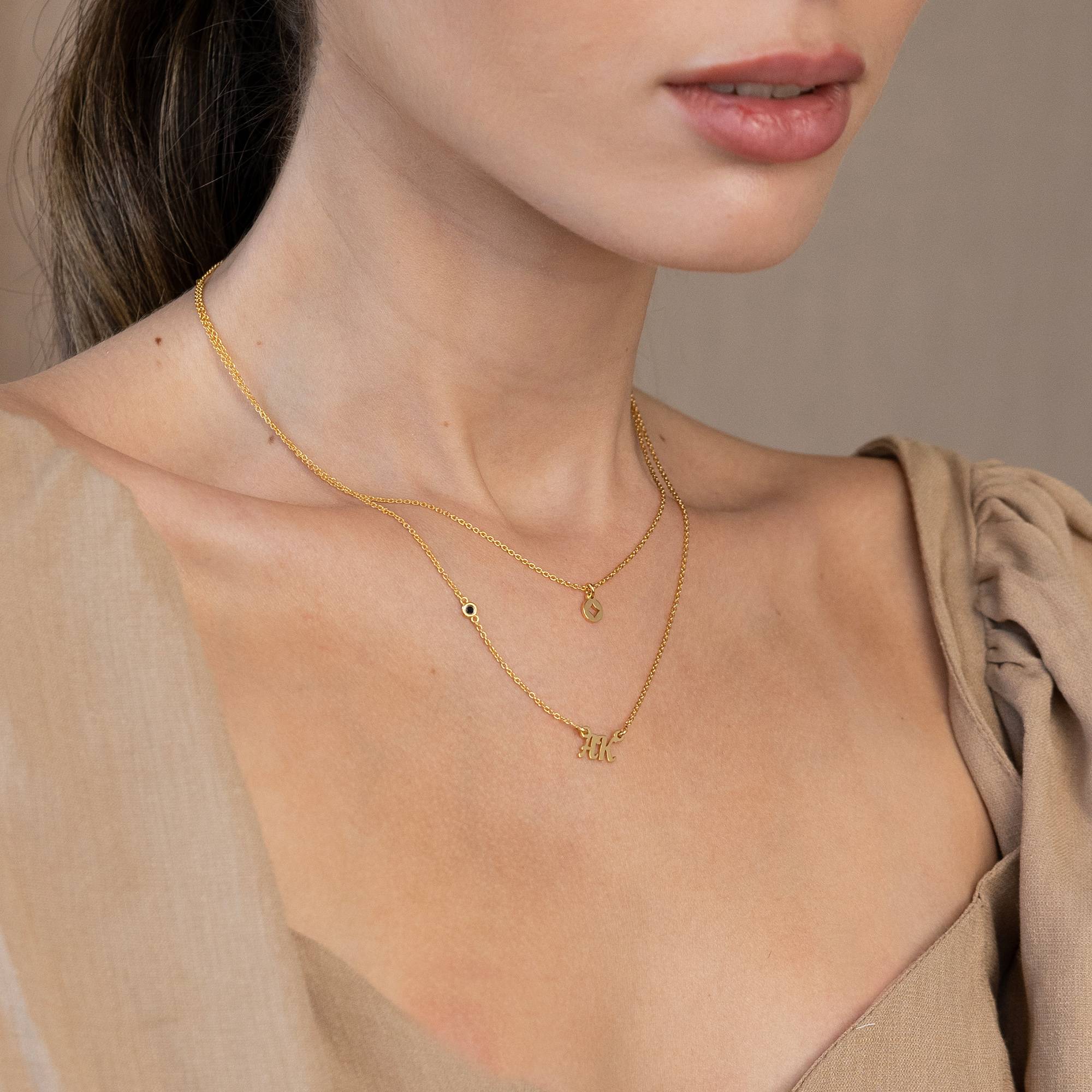 Bridget Stern Lagenlook-Namenskette mit Edelstein - Gold-Vermeil-2 Produktfoto