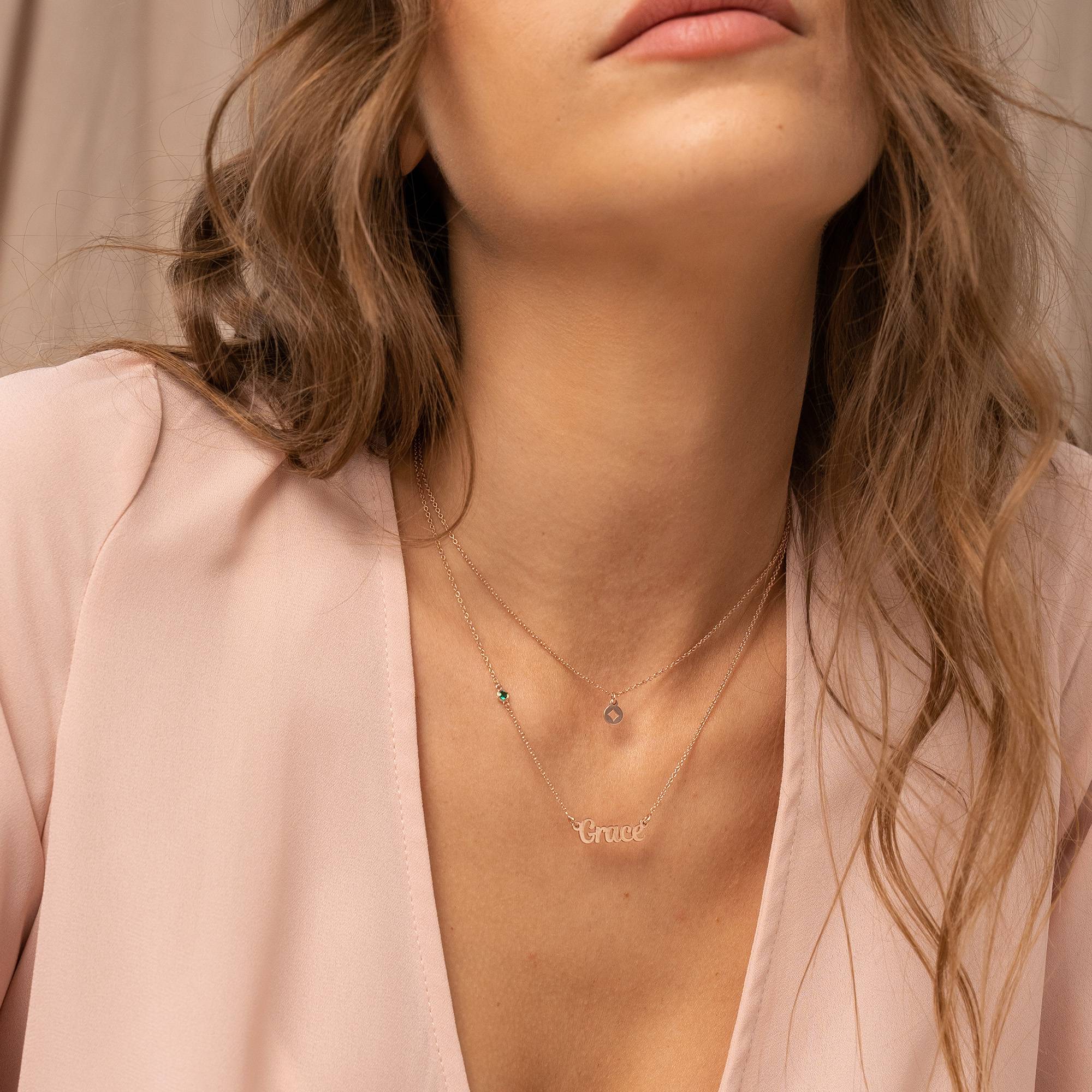Bridget Stern Lagenlook-Namenskette mit Edelstein - rosévergoldetes Sterlingsilber-3 Produktfoto