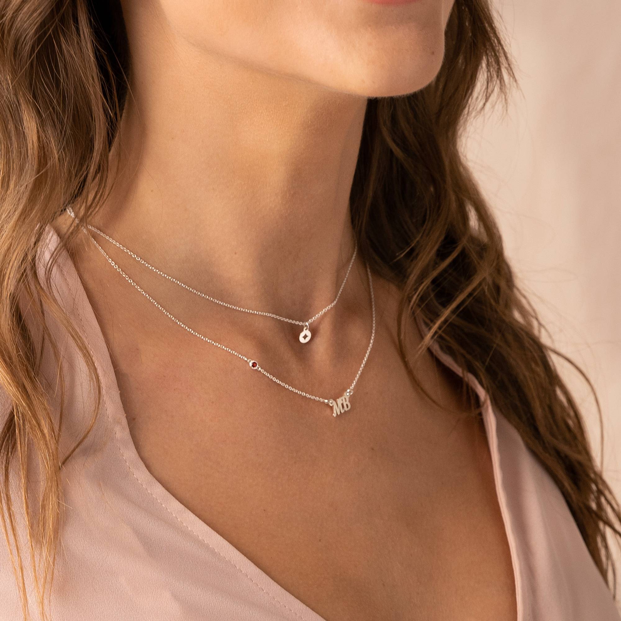 Bridget Stern Lagenlook-Namenskette mit Edelstein - 925er Sterlingsilber-3 Produktfoto