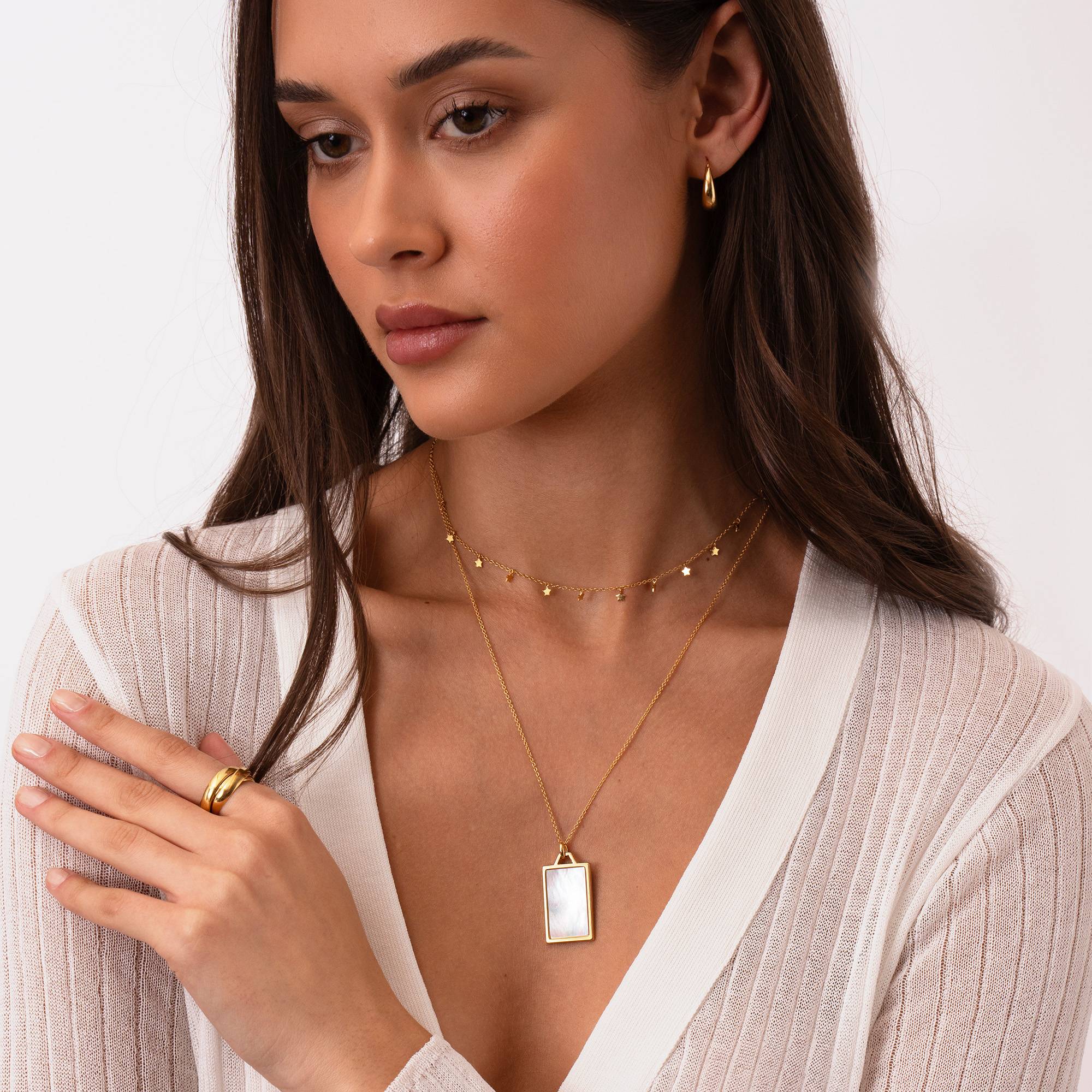 Himmlische Mutterperle personalisierte Halskette - vergoldetes Sterlingsilber-3 Himmlische Mutterperle personalisierte Halskette - vergoldetes Sterlingsilber-3 Produktfoto