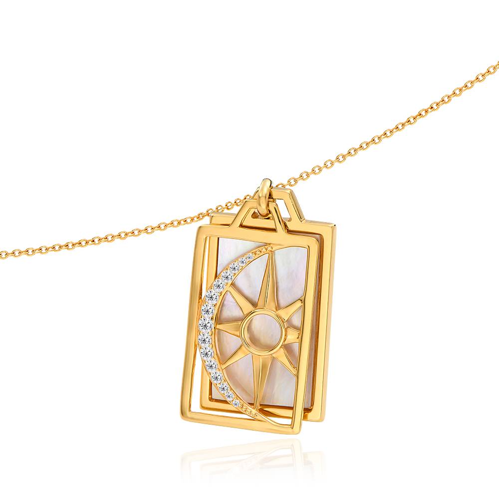 Himmlische Sonne & Mond personalisierte Halskette mit Zirkonia - vergoldetes Sterlingsilber-4 Himmlische Sonne & Mond personalisierte Halskette mit Zirkonia - vergoldetes Sterlingsilber-4 Produktfoto