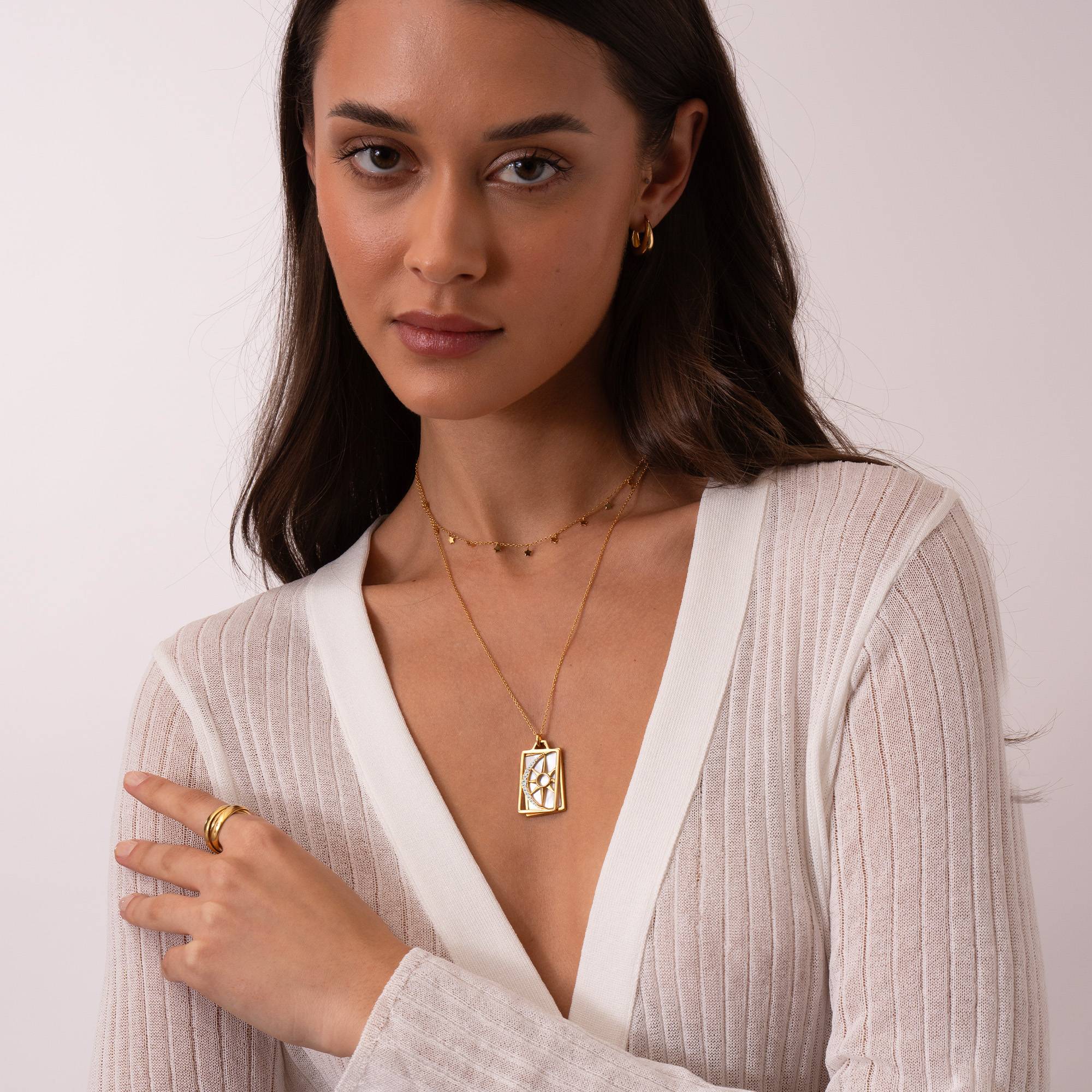 Himmlische Sonne & Mond personalisierte Halskette mit Zirkonia - vergoldetes Sterlingsilber-5 Himmlische Sonne & Mond personalisierte Halskette mit Zirkonia - vergoldetes Sterlingsilber-5 Produktfoto