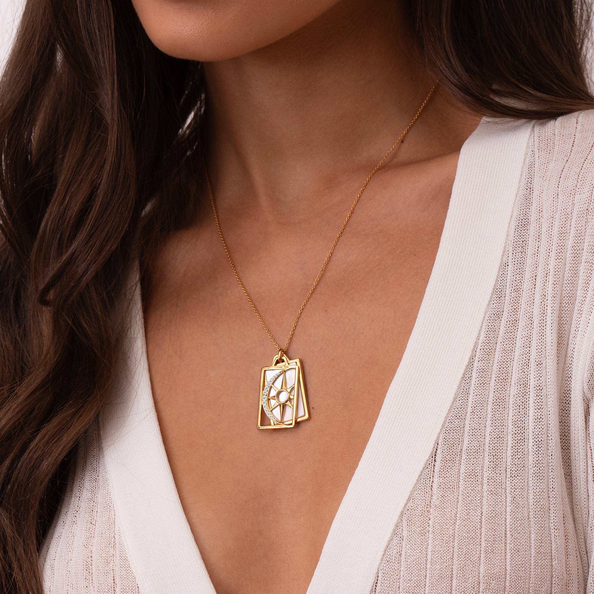Himmlische Sonne & Mond personalisierte Halskette mit Zirkonia - vergoldetes Sterlingsilber-2 Himmlische Sonne & Mond personalisierte Halskette mit Zirkonia - vergoldetes Sterlingsilber-2 Produktfoto