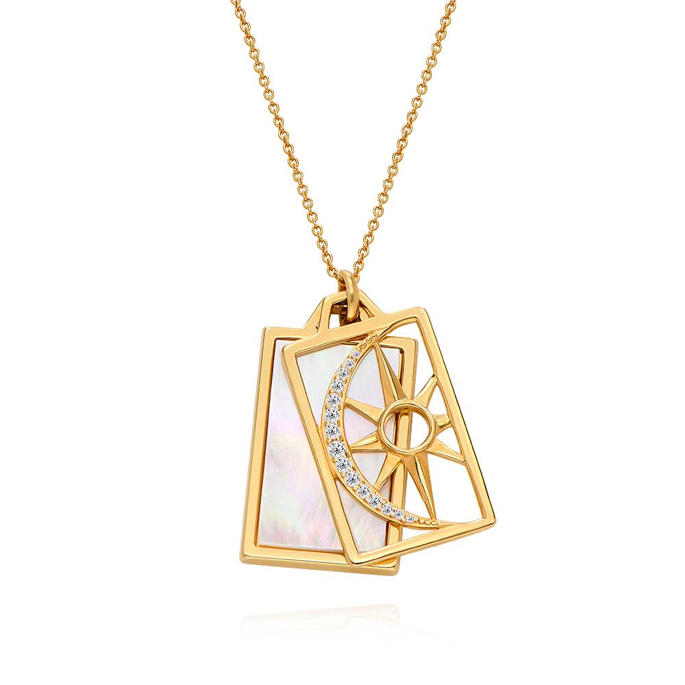 Himmlische Sonne & Mond personalisierte Halskette mit Zirkonia - Gold-Vermeil-5 Himmlische Sonne & Mond personalisierte Halskette mit Zirkonia - Gold-Vermeil-5 Produktfoto