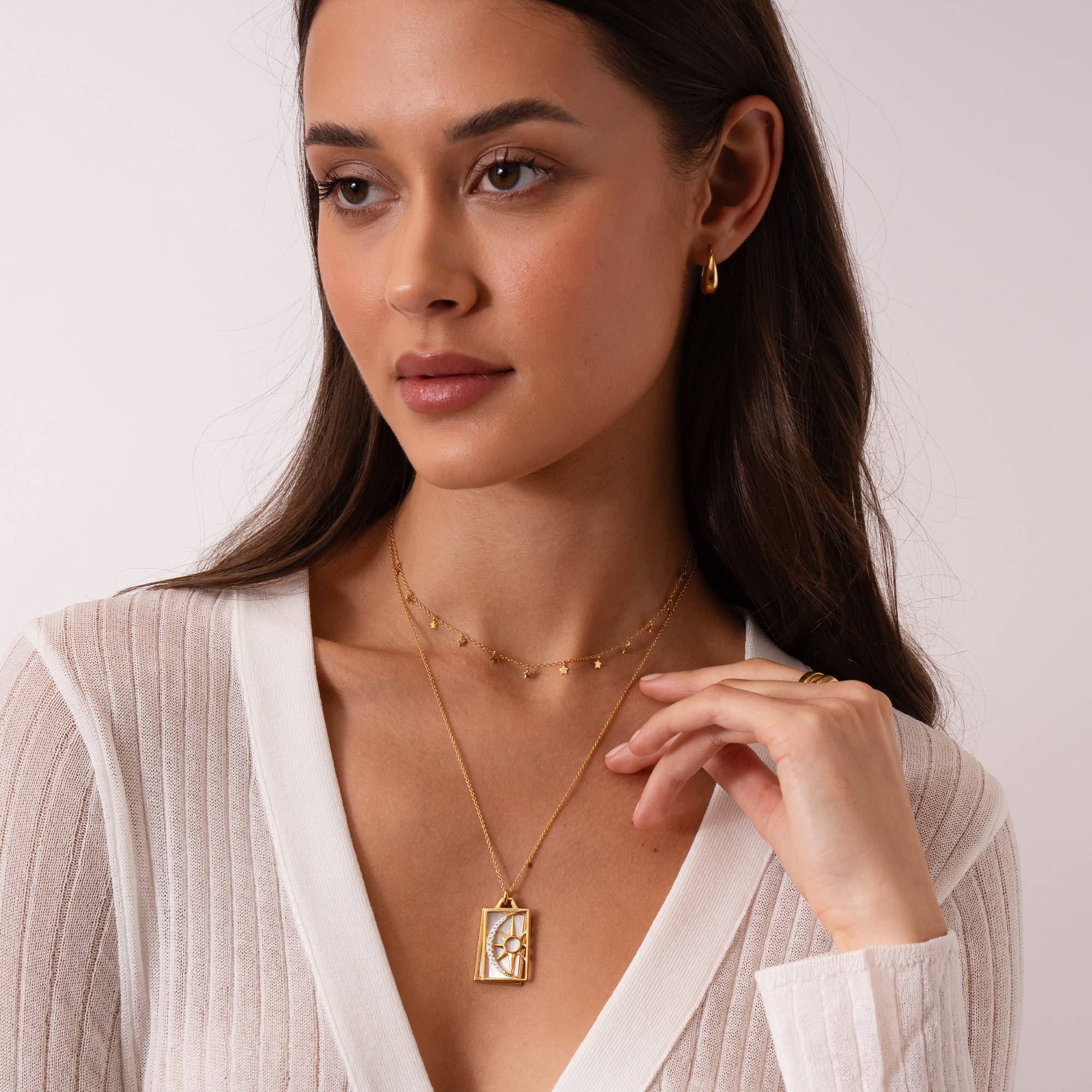 Himmlische Sonne & Mond personalisierte Halskette mit Zirkonia - Gold-Vermeil-2 Himmlische Sonne & Mond personalisierte Halskette mit Zirkonia - Gold-Vermeil-2 Produktfoto