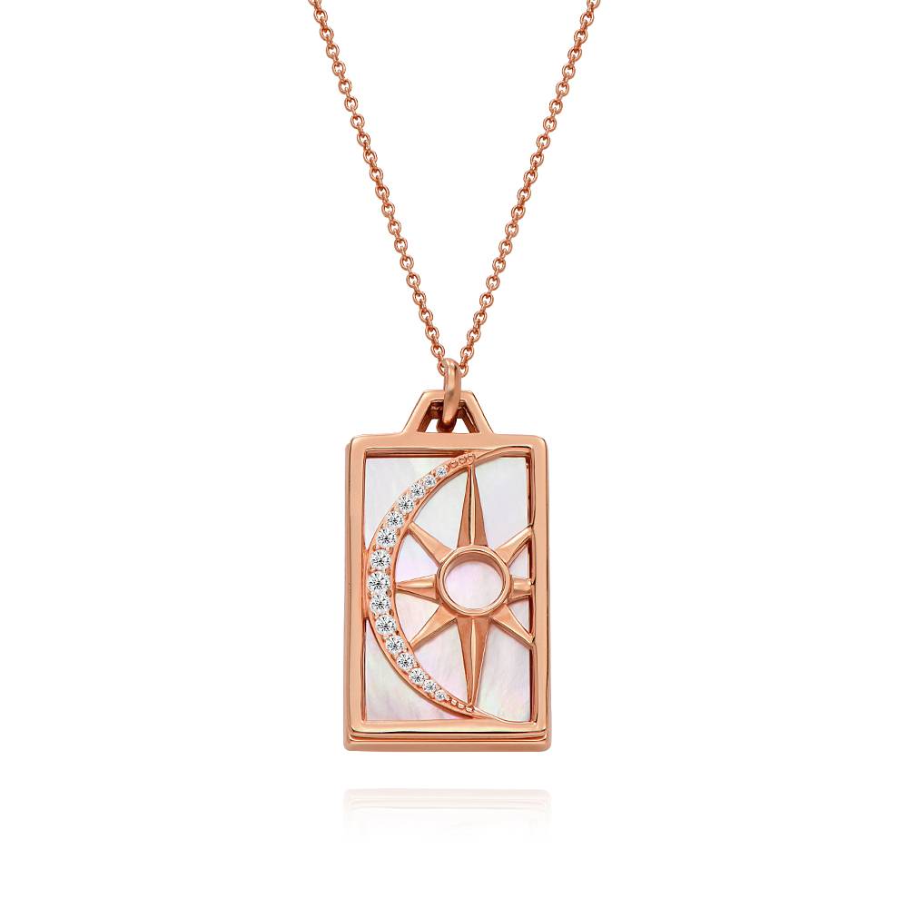 Himmlische Sonne & Mond personalisierte Halskette mit Zirkonia - rosévergoldetes Sterlingsilber-4 Himmlische Sonne & Mond personalisierte Halskette mit Zirkonia - rosévergoldetes Sterlingsilber-4 Produktfoto
