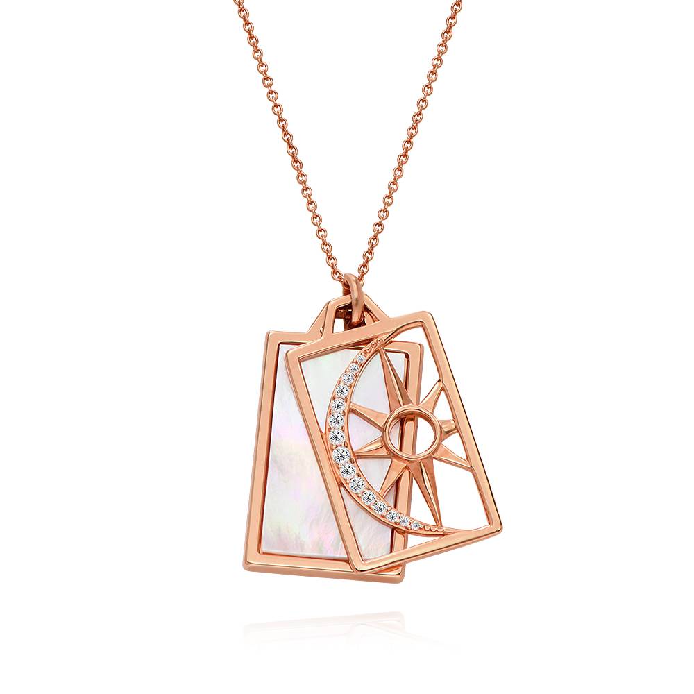 Himmlische Sonne & Mond personalisierte Halskette mit Zirkonia - rosévergoldetes Sterlingsilber-1 Himmlische Sonne & Mond personalisierte Halskette mit Zirkonia - rosévergoldetes Sterlingsilber-1 Produktfoto