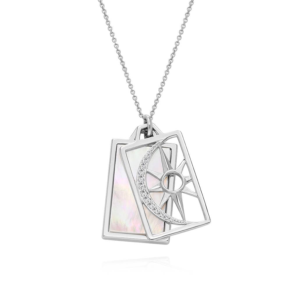 Himmlische Sonne & Mond personalisierte Halskette mit Zirkonia - 925er Sterlingsilber-6 Himmlische Sonne & Mond personalisierte Halskette mit Zirkonia - 925er Sterlingsilber-6 Produktfoto