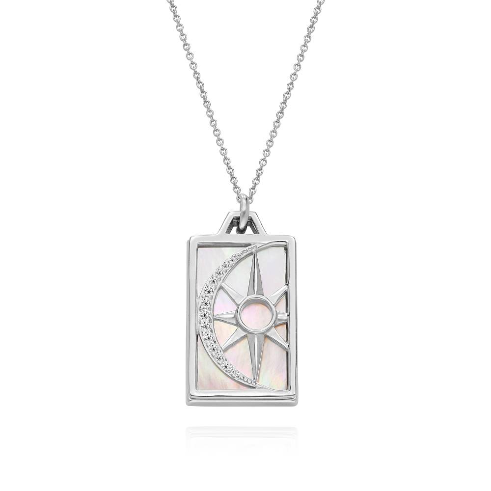 Himmlische Sonne & Mond personalisierte Halskette mit Zirkonia - 925er Sterlingsilber-5 Himmlische Sonne & Mond personalisierte Halskette mit Zirkonia - 925er Sterlingsilber-5 Produktfoto