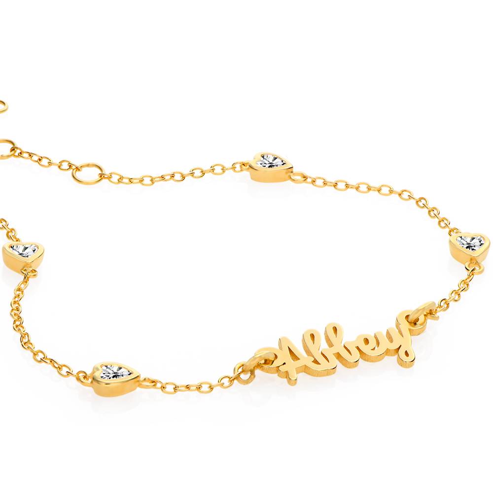 Charli Namensarmband mit herzförmigen Zirkonia für Mädchen - vergoldetes Sterlingsilber-2 Charli Namensarmband mit herzförmigen Zirkonia für Mädchen - vergoldetes Sterlingsilber-2 Produktfoto