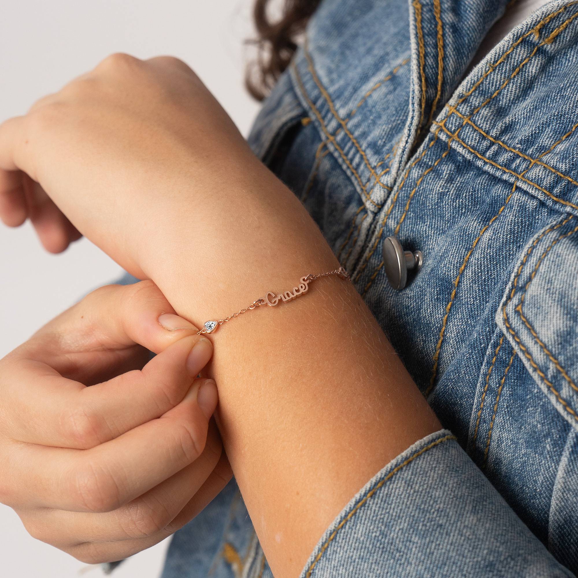 Charli Namensarmband mit herzförmigen Zirkonia für Mädchen - rosévergoldetes Sterlingsilber-1 Produktfoto