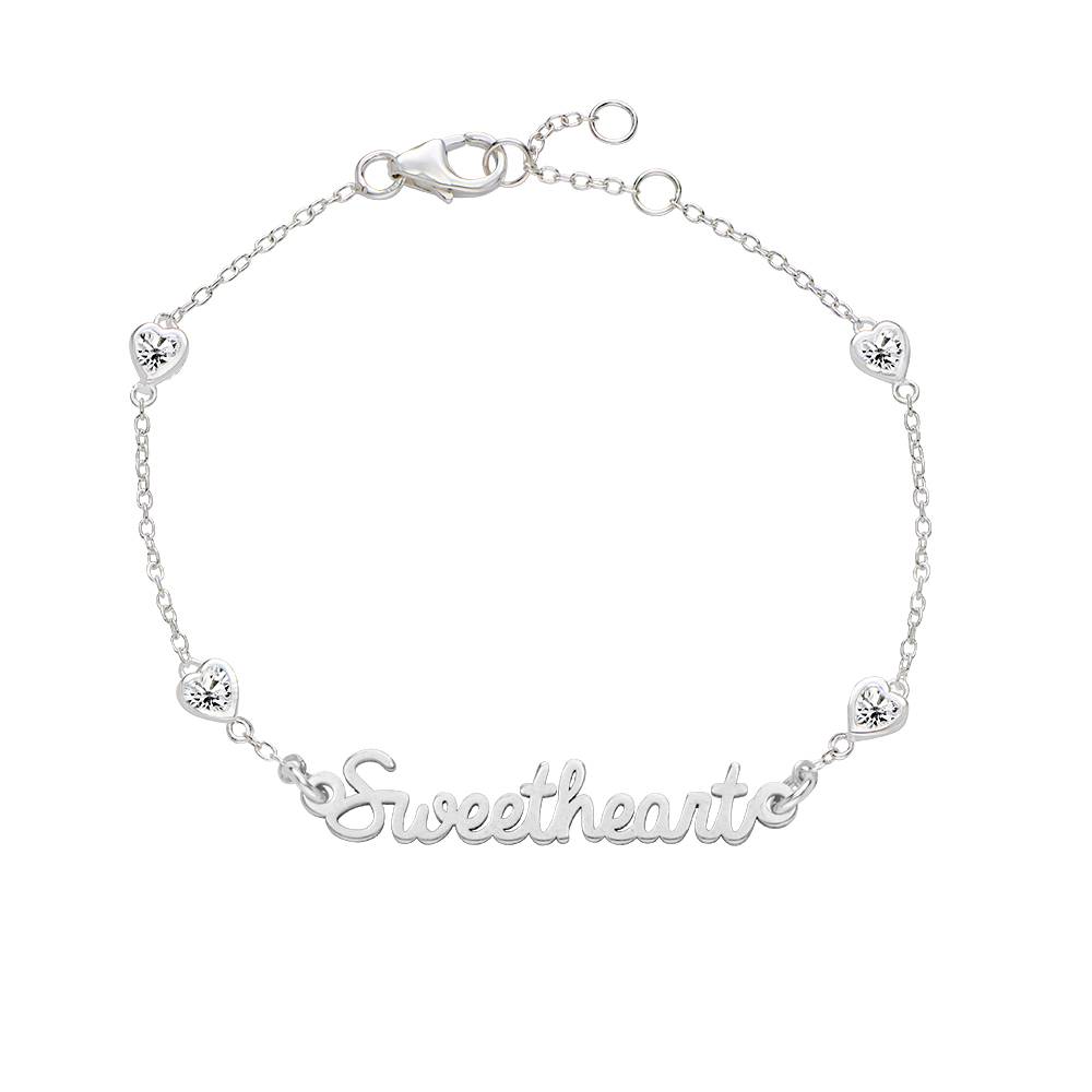 Charli Namensarmband mit herzförmigen Zirkonia für Mädchen - 925er Sterlingsilber-4 Charli Namensarmband mit herzförmigen Zirkonia für Mädchen - 925er Sterlingsilber-4 Produktfoto