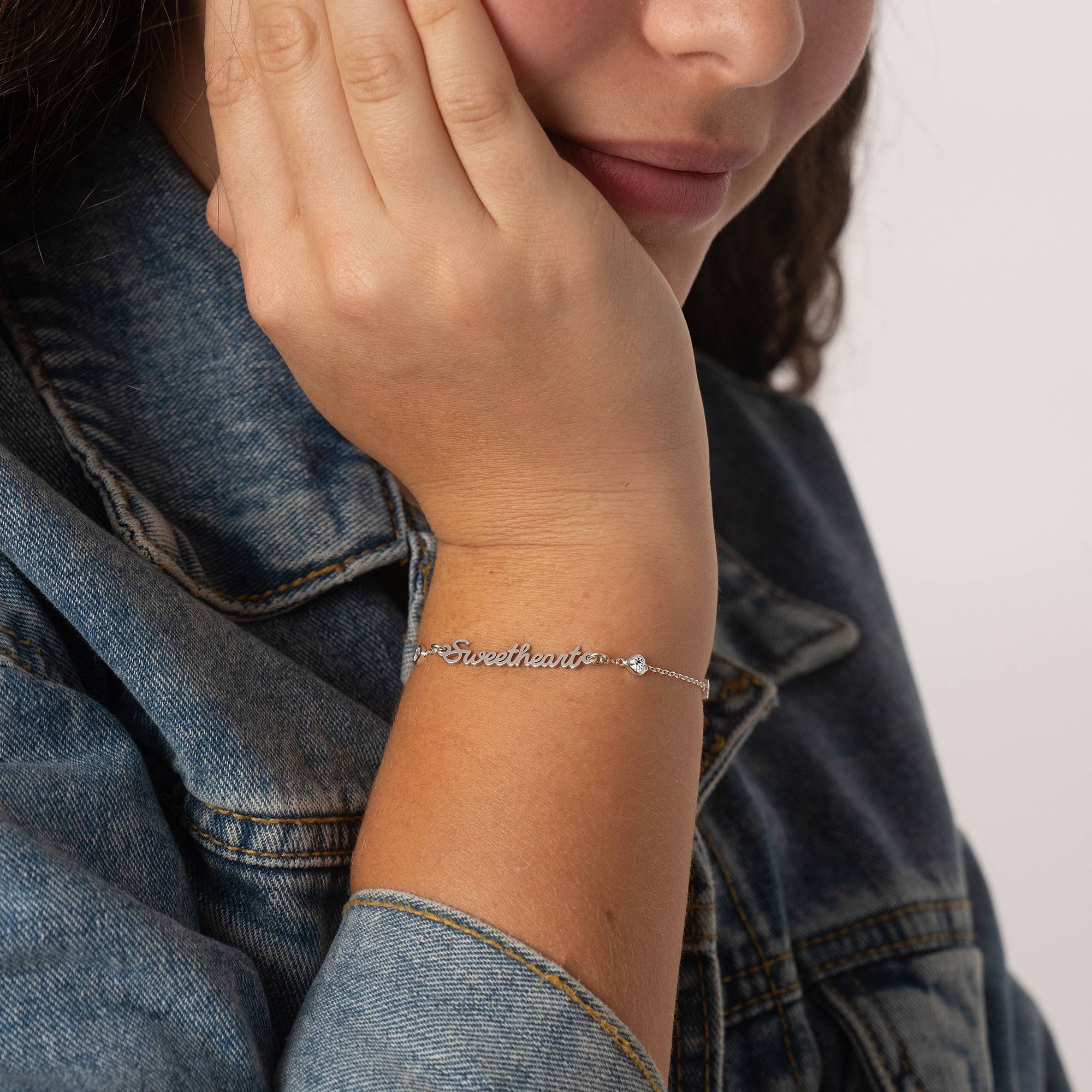 Charli Namensarmband mit herzförmigen Zirkonia für Mädchen - 925er Sterlingsilber-3 Charli Namensarmband mit herzförmigen Zirkonia für Mädchen - 925er Sterlingsilber-3 Produktfoto