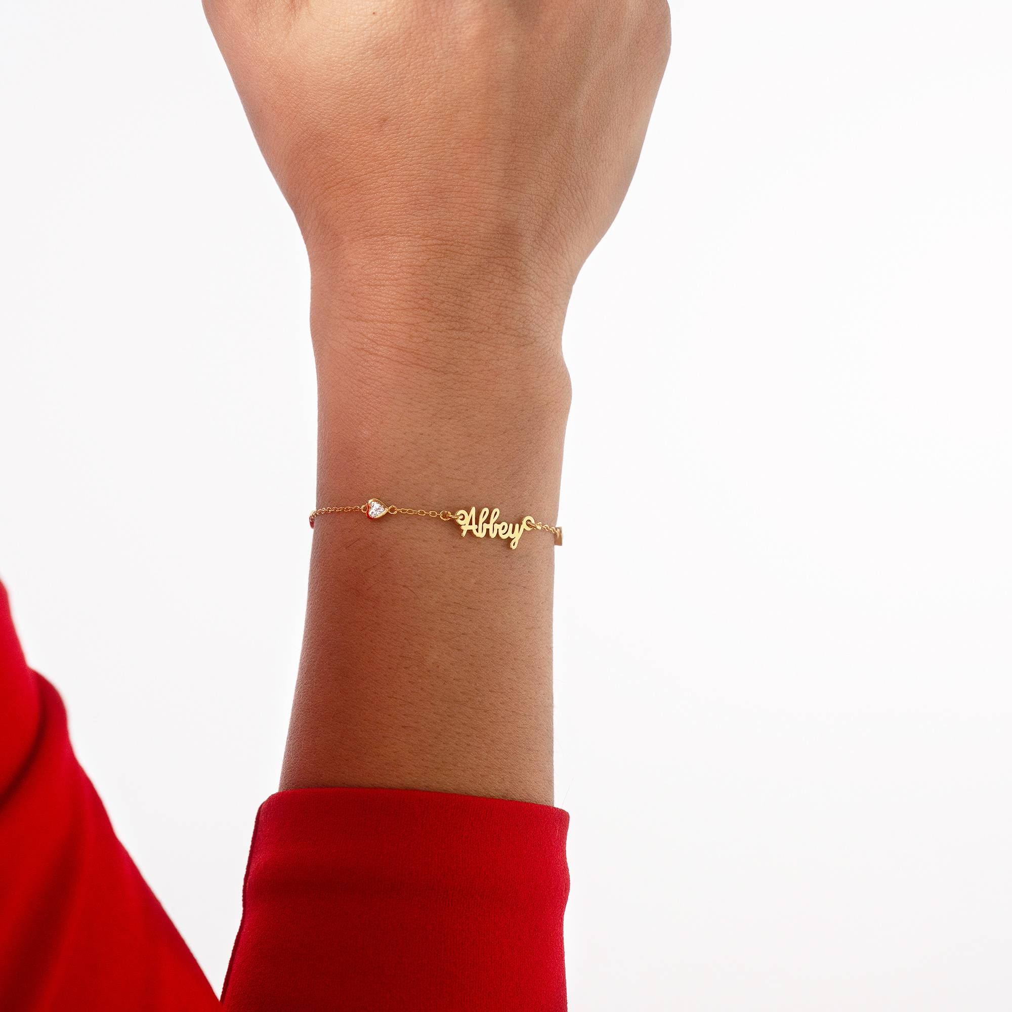 Charli Namensarmband mit herzförmigen Zirkonia - Gold-Vermeil-5 Charli Namensarmband mit herzförmigen Zirkonia - Gold-Vermeil-5 Produktfoto