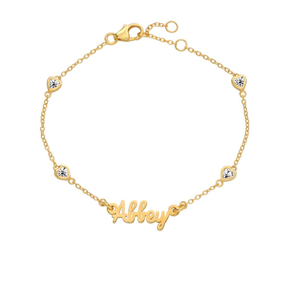 Charli Namensarmband mit herzförmigen Zirkonia - Gold-Vermeil-2 Charli Namensarmband mit herzförmigen Zirkonia - Gold-Vermeil-2 Produktfoto