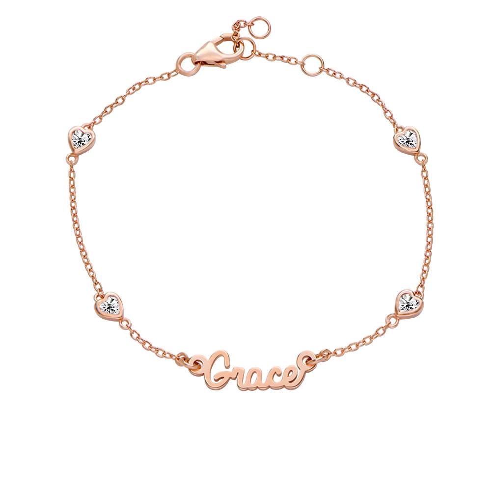 Charli Namensarmband mit herzförmigen Zirkonia - rosévergoldetes Sterlingsilber-3 Charli Namensarmband mit herzförmigen Zirkonia - rosévergoldetes Sterlingsilber-3 Produktfoto