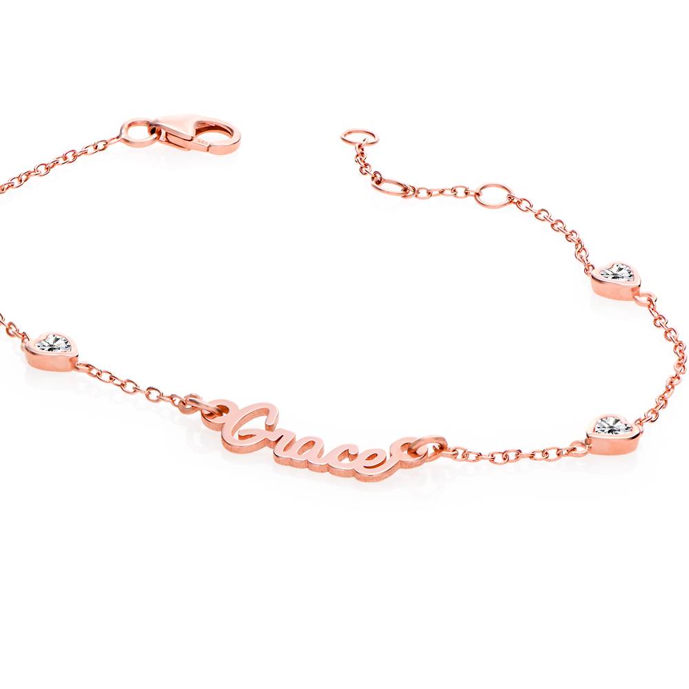 Charli Namensarmband mit herzförmigen Zirkonia - rosévergoldetes Sterlingsilber-4 Charli Namensarmband mit herzförmigen Zirkonia - rosévergoldetes Sterlingsilber-4 Produktfoto