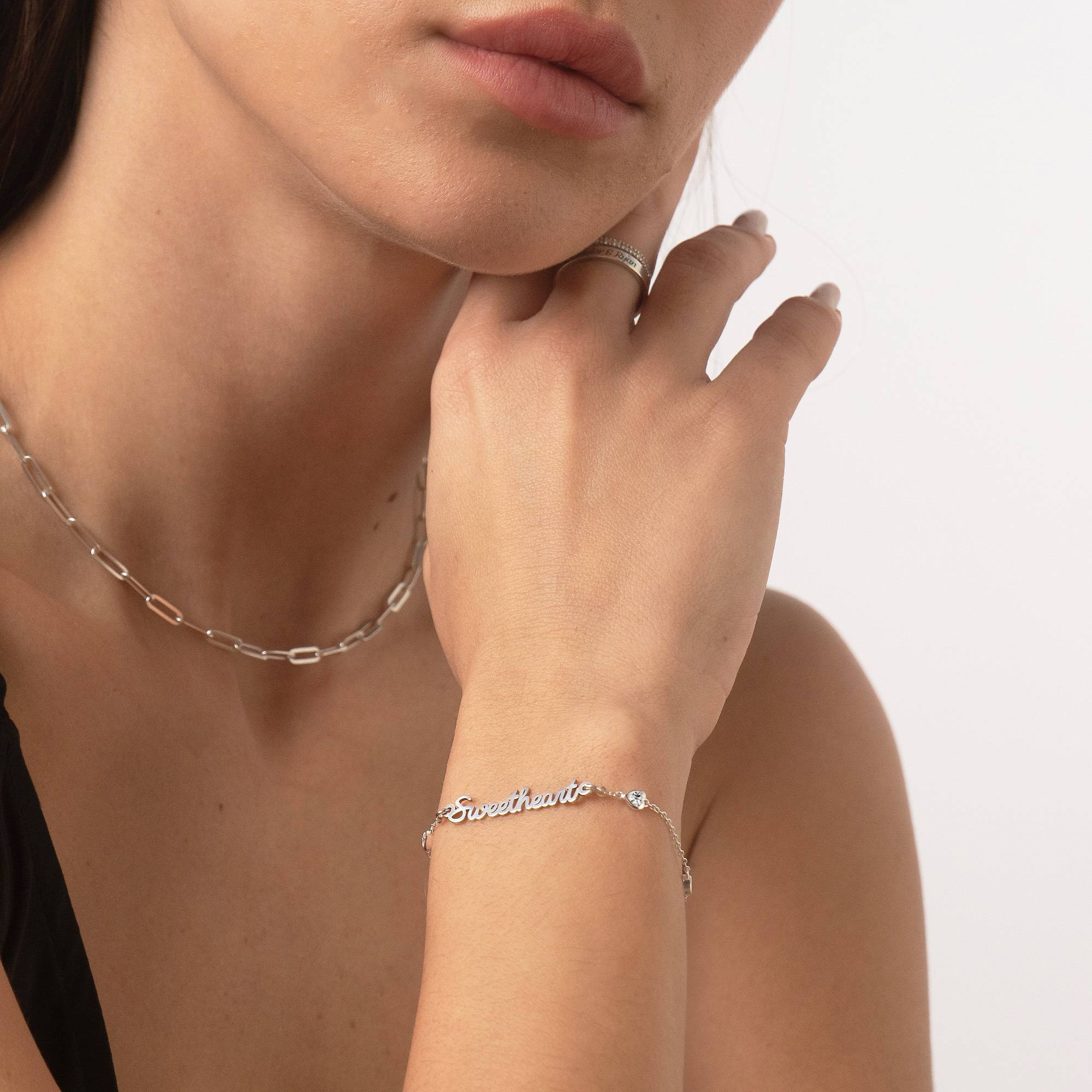 Charli Namensarmband mit herzförmigen Zirkonia - 925er Sterlingsilber-3 Produktfoto