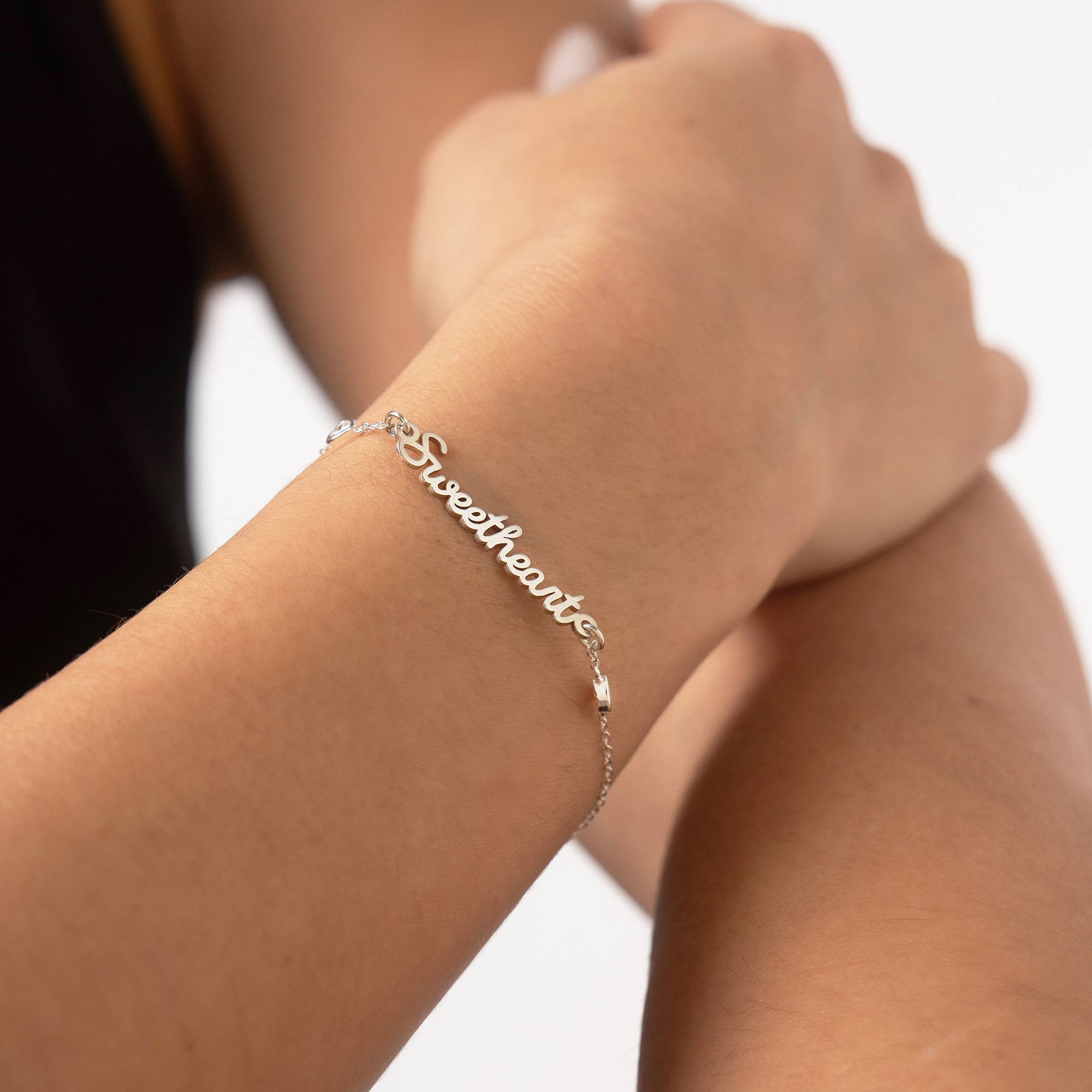 Charli Namensarmband mit herzförmigen Zirkonia - 925er Sterlingsilber-1 Produktfoto