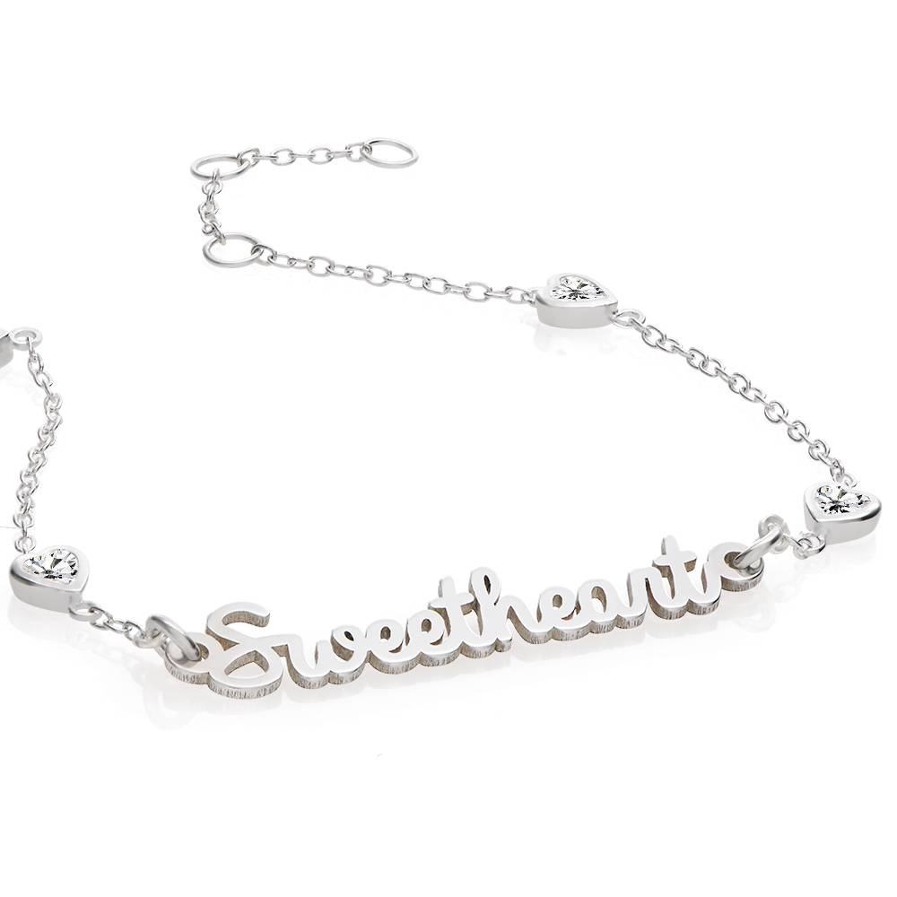 Charli Namensarmband mit herzförmigen Zirkonia - 925er Sterlingsilber-2 Produktfoto