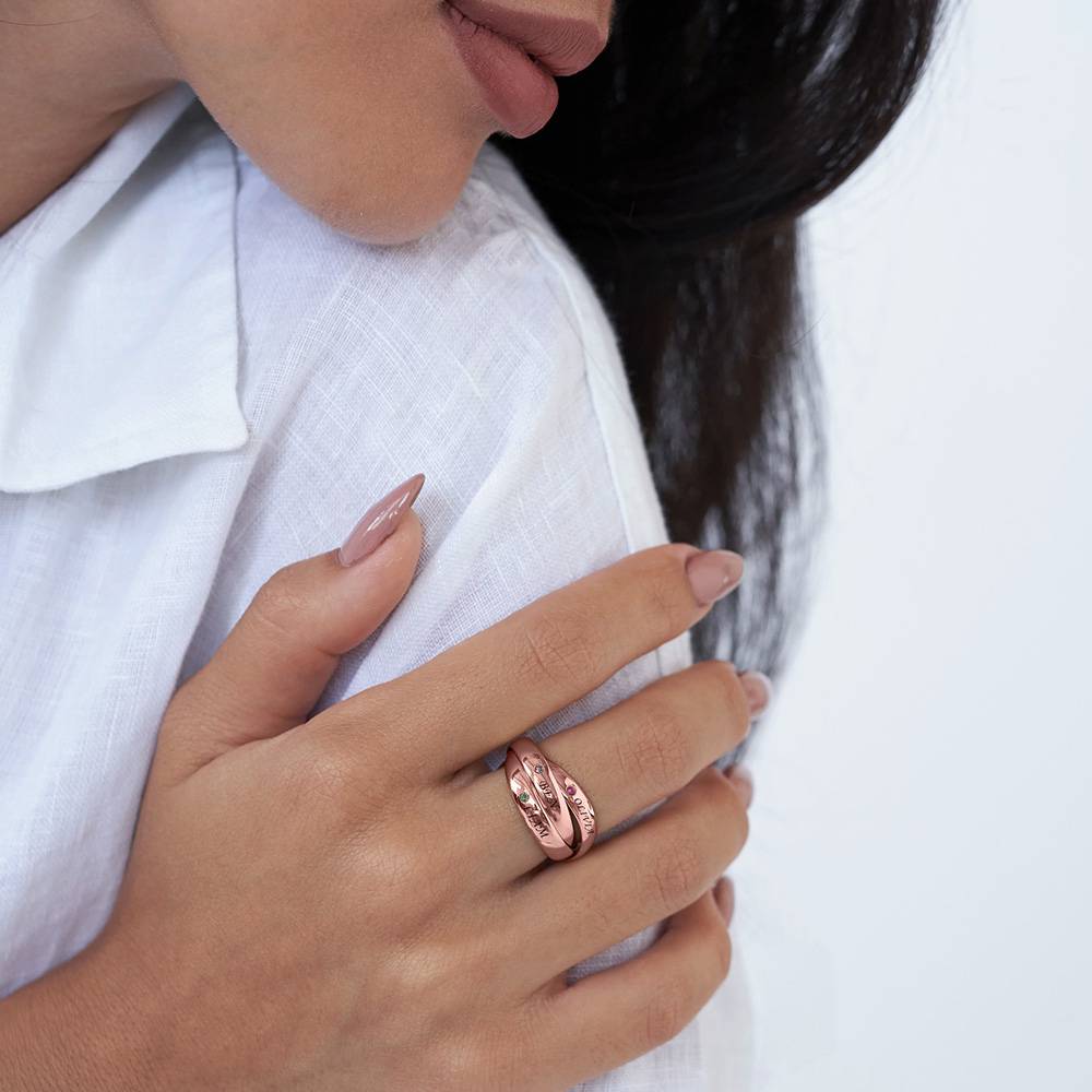 Charlize russischer Ring mit Geburtssteinen - Rosé Vergoldet-2 Charlize russischer Ring mit Geburtssteinen - Rosé Vergoldet-2 Produktfoto