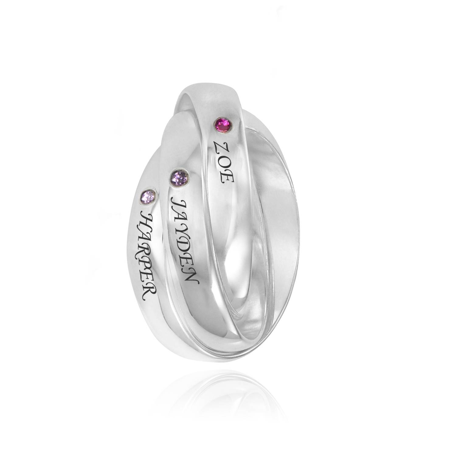Charlize russischer Ring mit Geburtssteinen - Silber-4 Charlize russischer Ring mit Geburtssteinen - Silber-4 Produktfoto