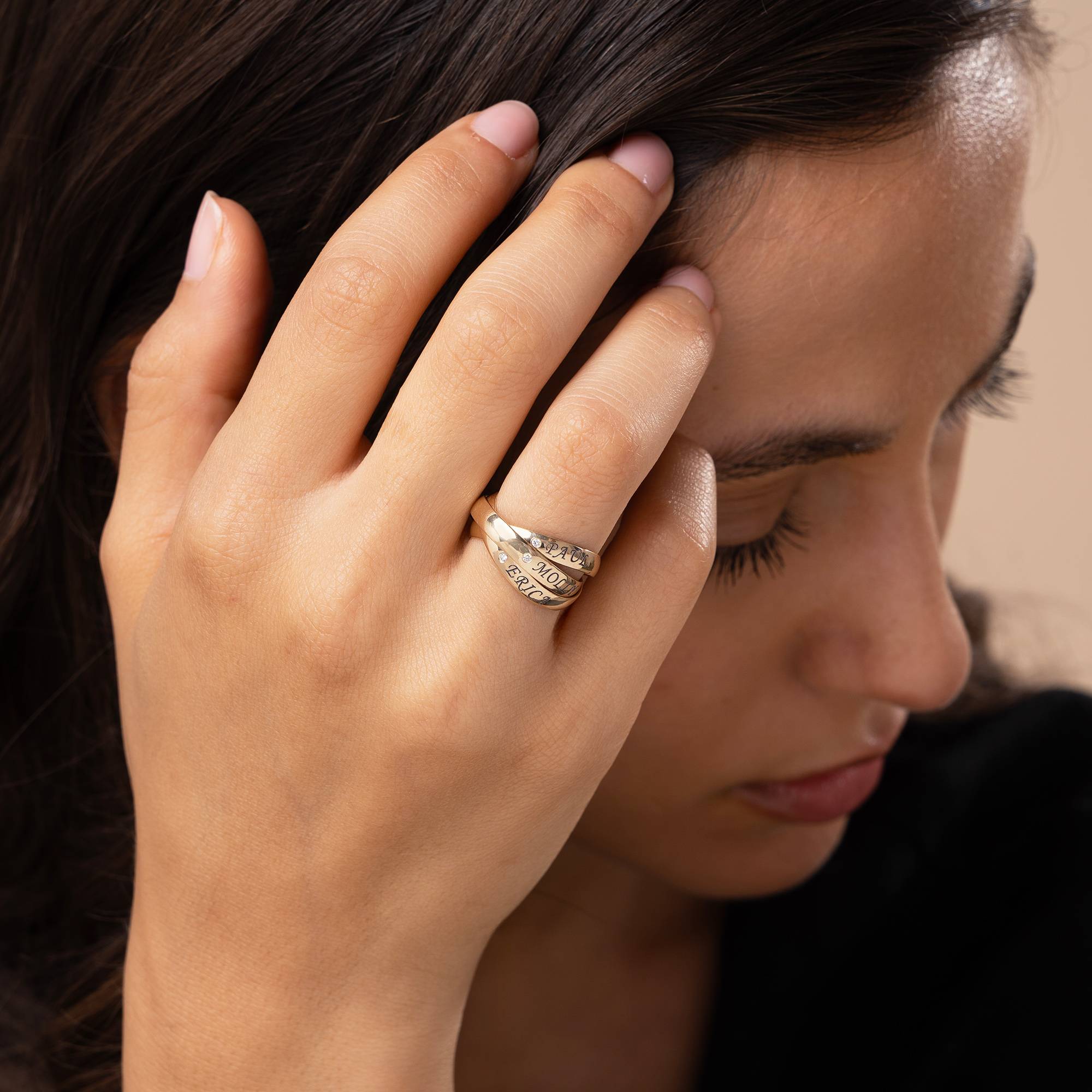 Charlize russischer Ring mit Diamanten - 417er Gelbgold-3 Produktfoto