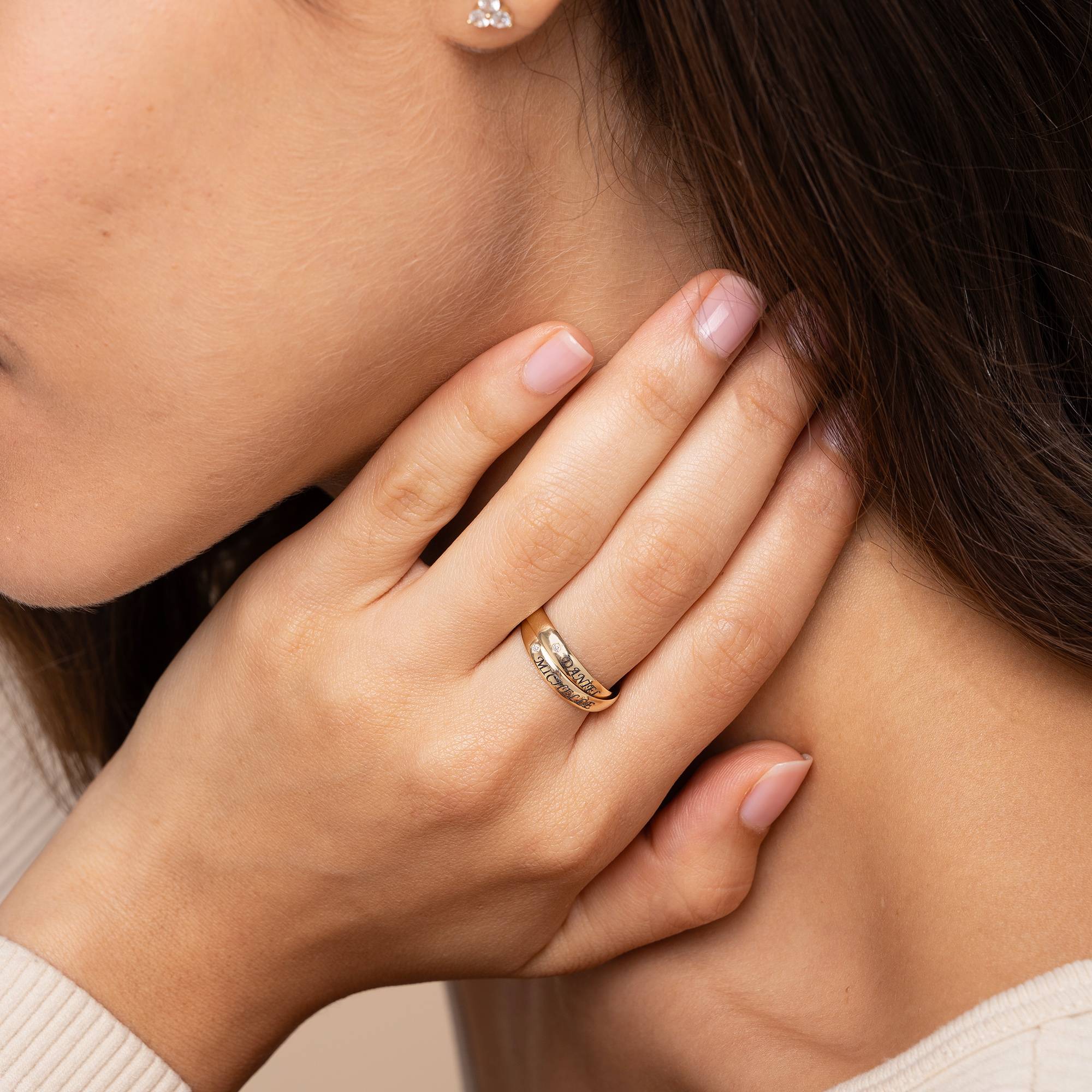 Charlize russischer 2-Band-Ring mit Diamanten - 417er Gelbgold-4 Produktfoto