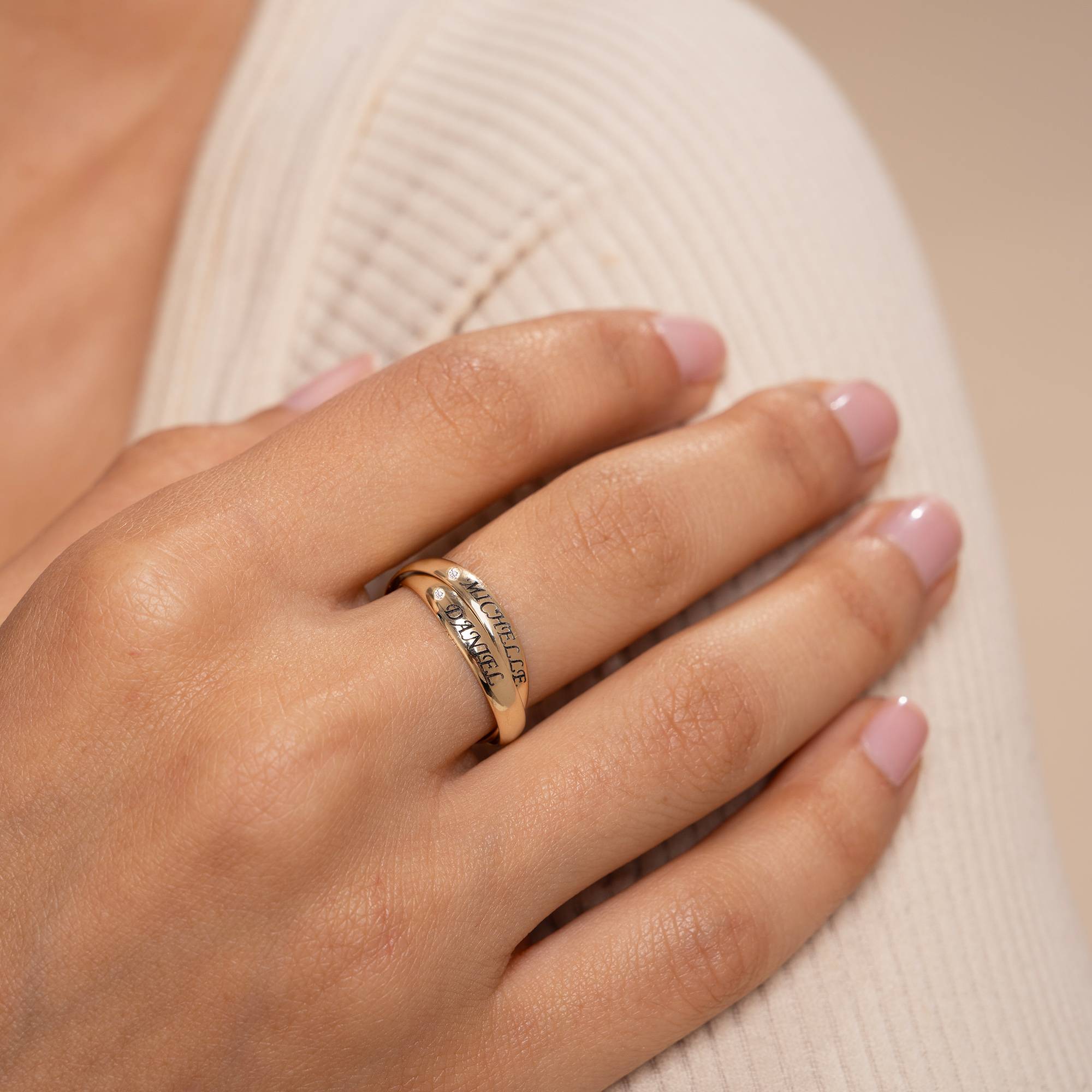 Charlize russischer 2-Band-Ring mit Diamanten - 417er Gelbgold-3 Produktfoto