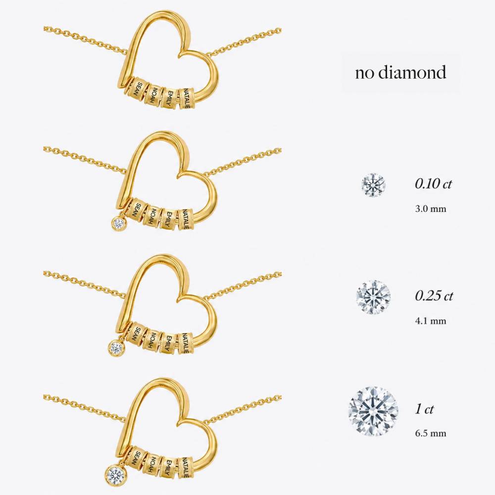 Charmante Herzkette mit gravierten Beads und 0,25 ct Diamant - Vergoldet-7 Produktfoto
