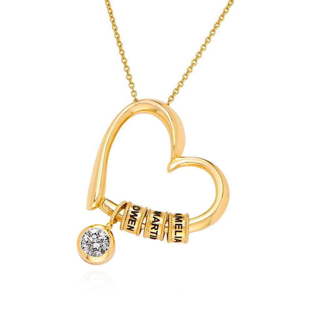 Charmante Herzkette mit gravierten Beads und 1 ct Diamant - Gold-Vermeil-1 Produktfoto