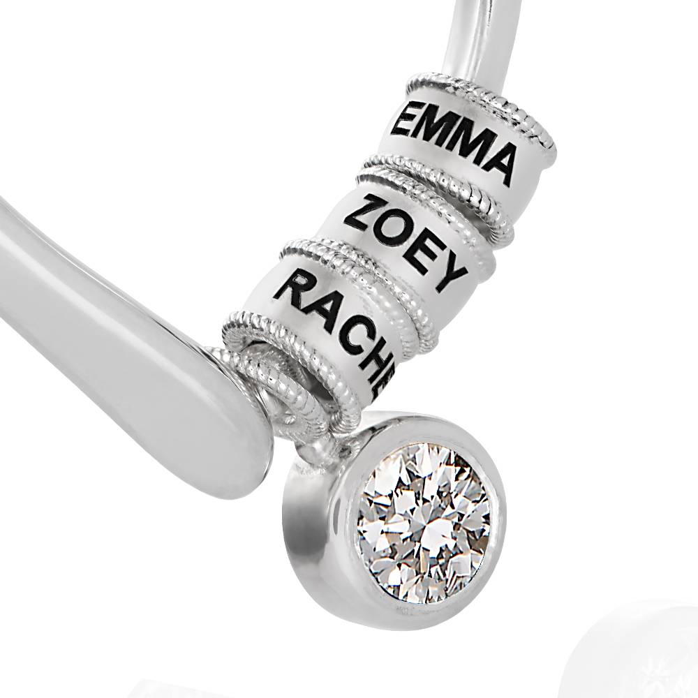 Charmante Herzkette mit gravierten Beads und 1 ct Diamant - Silber-2 Produktfoto