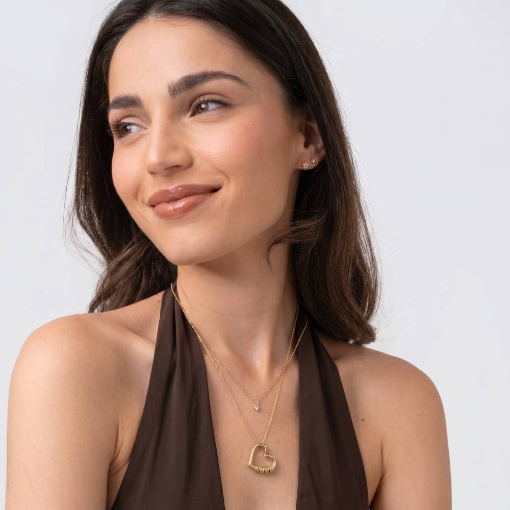 Charmante Herzkette mit gravierten Beads - 417er Gelbgold-3 Produktfoto